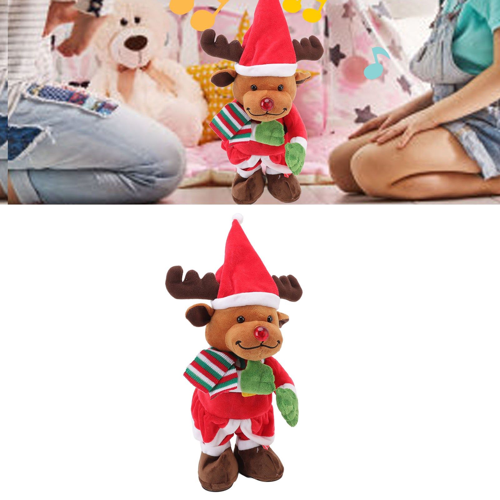 Electric Music Christmas Toy Doll Dancing Singing Glowing Swinging Plush Toy view 12