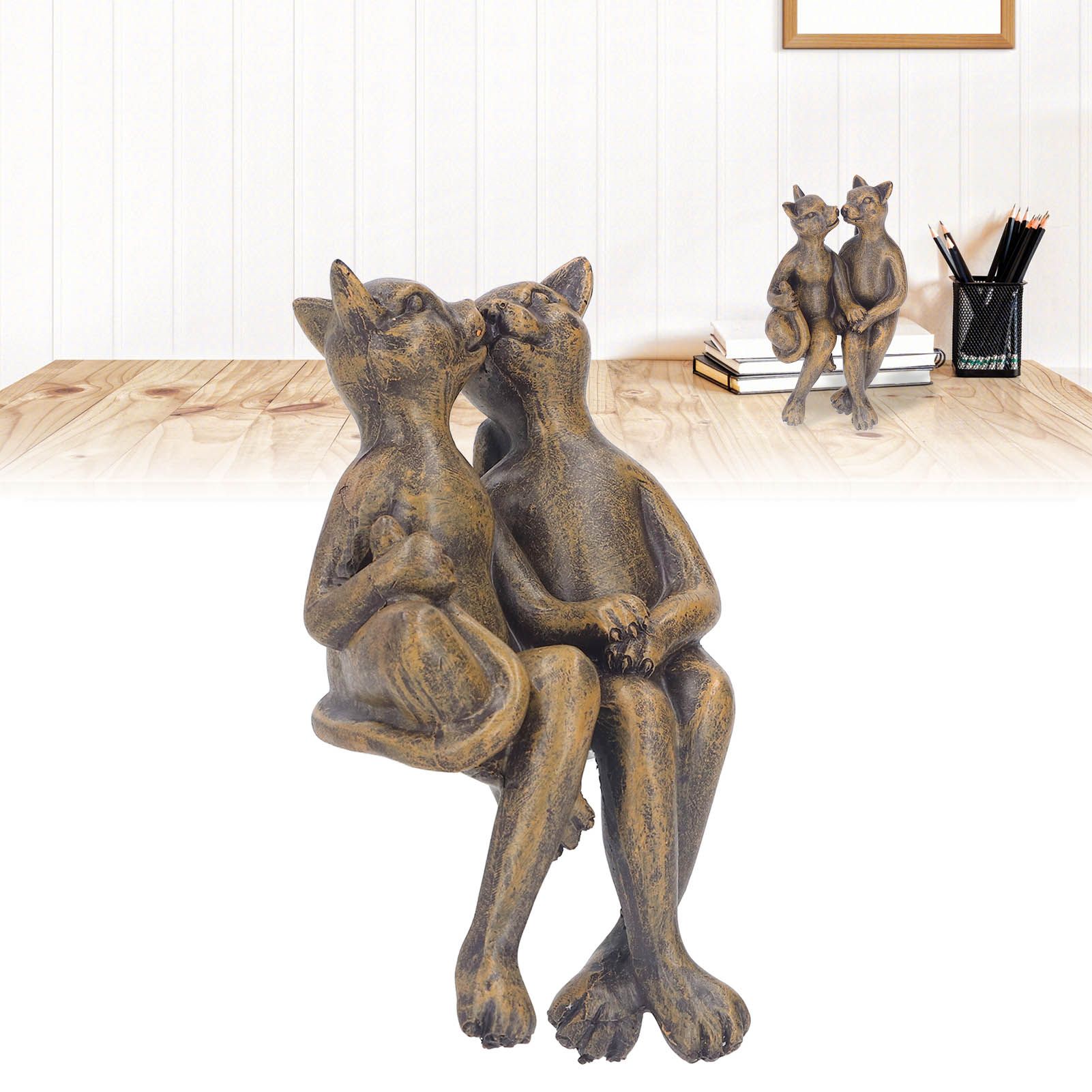 Kitten Resin Ornament Cute Lifelike Hand Painted Miniature Cat Decorations for view 11