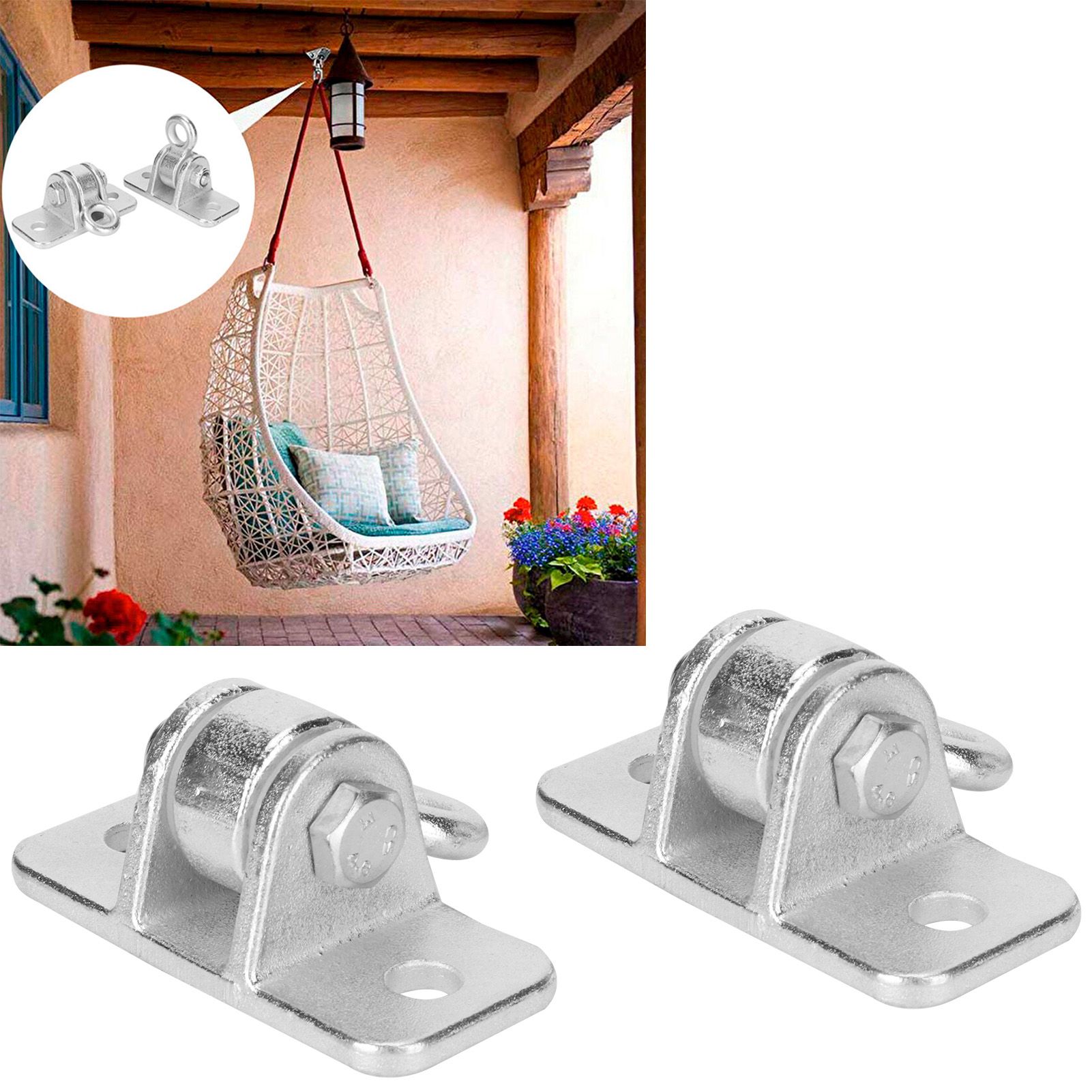 2Set Swing Hanger Iron Suspension Hammock Hanging Chair Hook Fixed Plate view 10