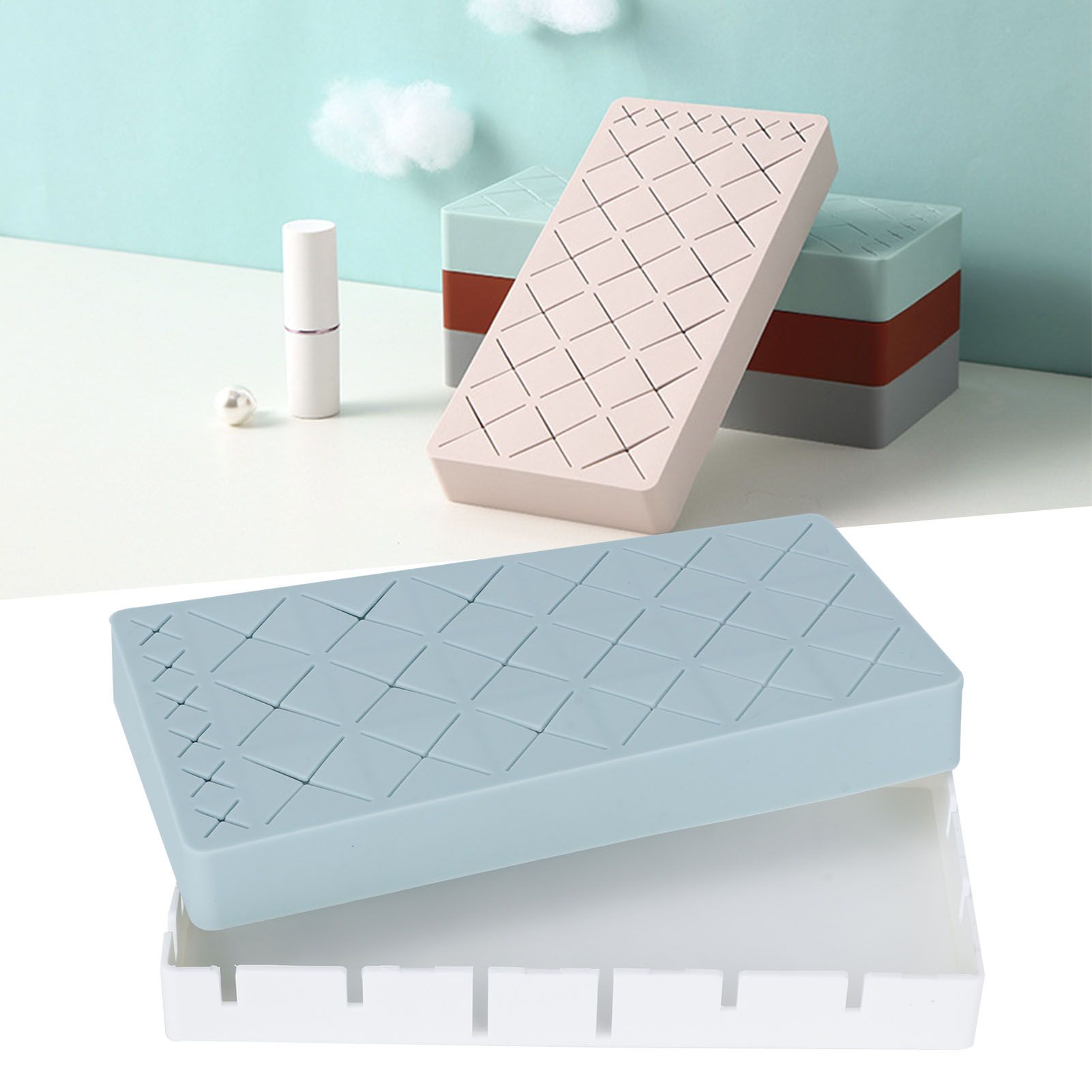 24 Slots Silicone Lipstick Organizer Makeup Cosmetics Holder Storage Box view 9