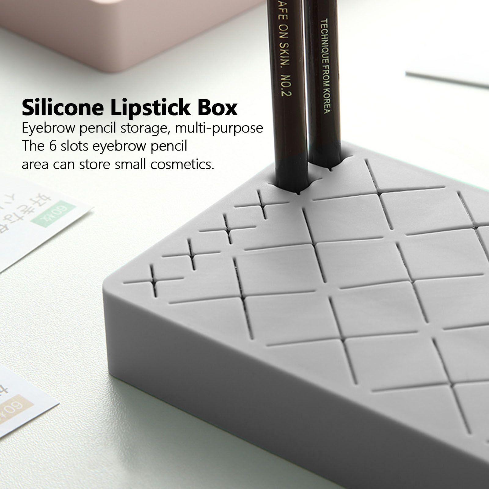 24 Slots Silicone Lipstick Organizer Makeup Cosmetics Holder Storage Box view 15