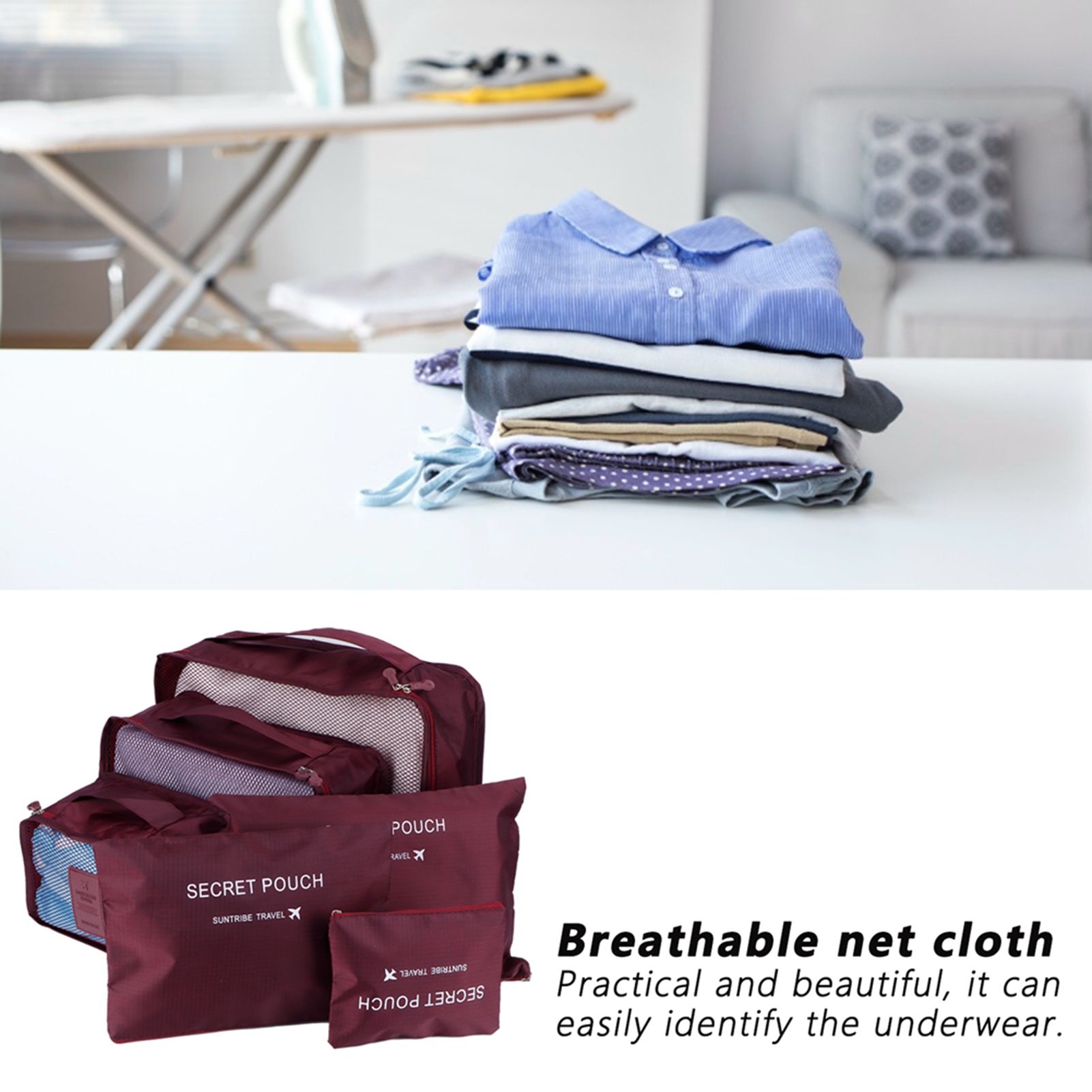 6Pcs/Set Storage Bag Clothing Sorting Bag Luggage Suitcase Packing Organizer view 15