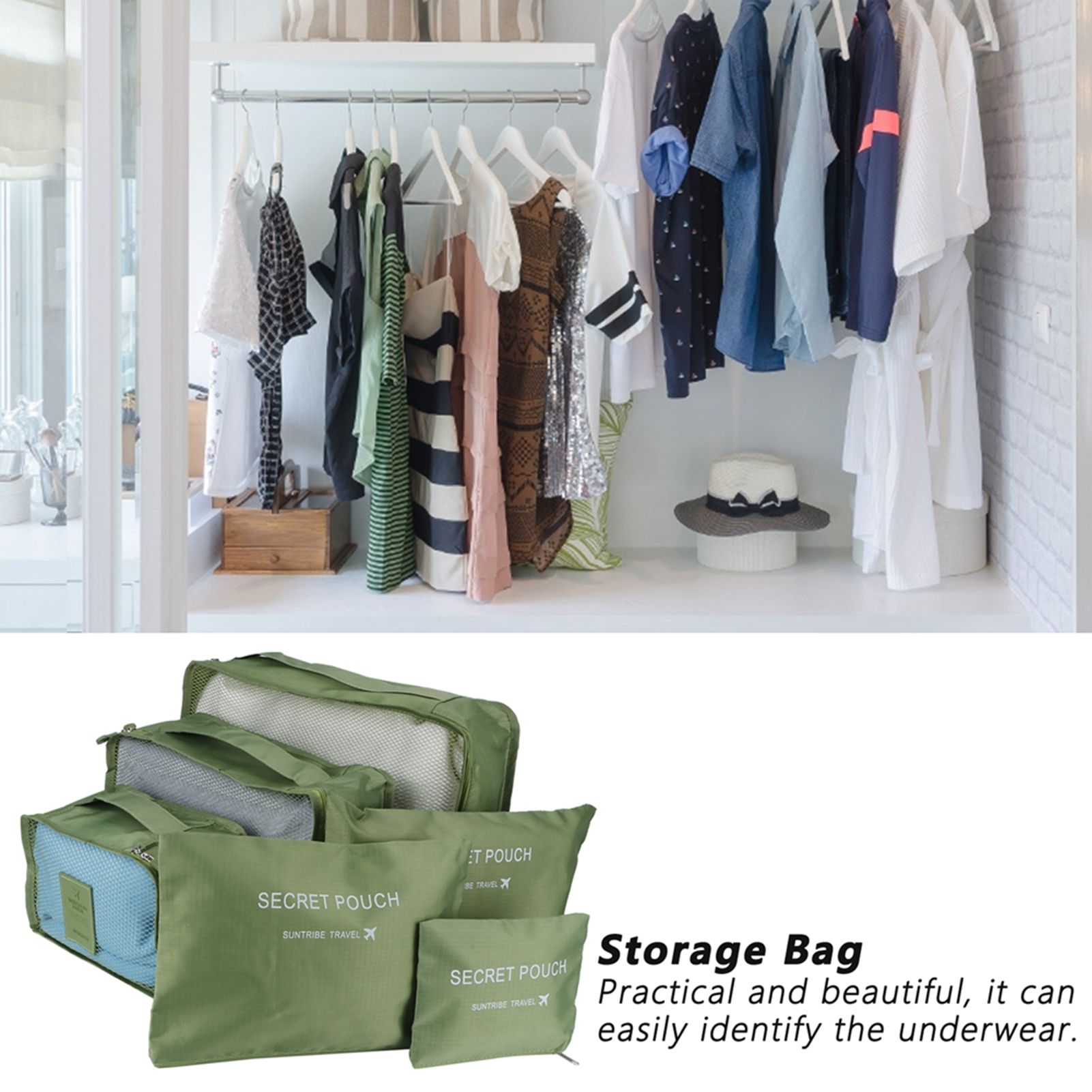 6Pcs/Set Storage Bag Clothing Sorting Bag Luggage Suitcase Packing Organizer view 15