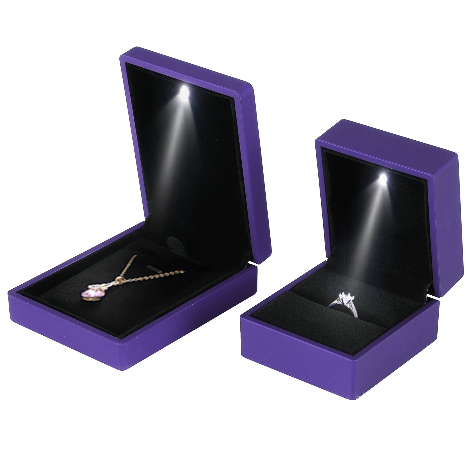 LED Jewelry Display Pendant Necklace Gift Box Ring Case Engagement Wedding view 9