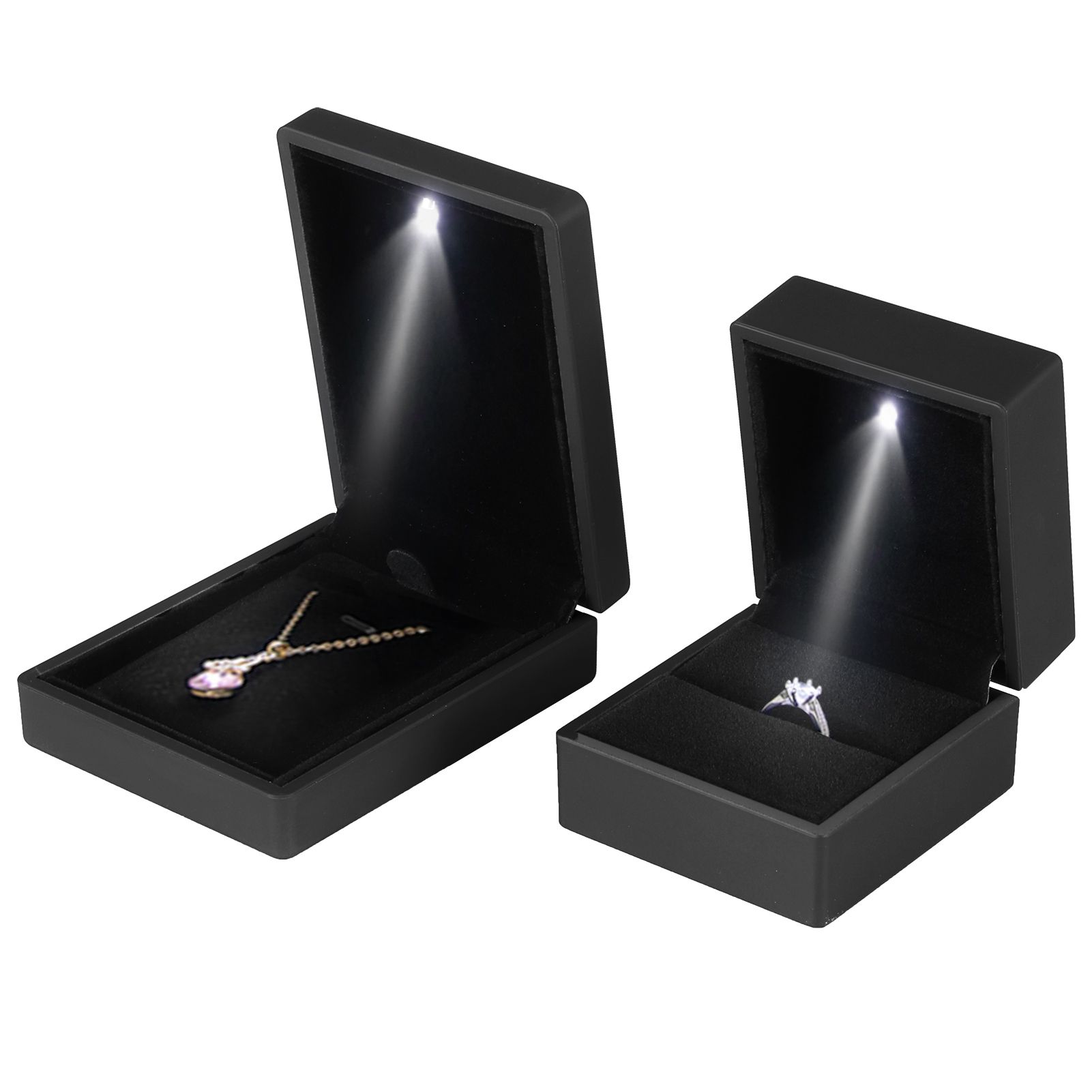 LED Jewelry Display Pendant Necklace Gift Box Ring Case Engagement Wedding view 9