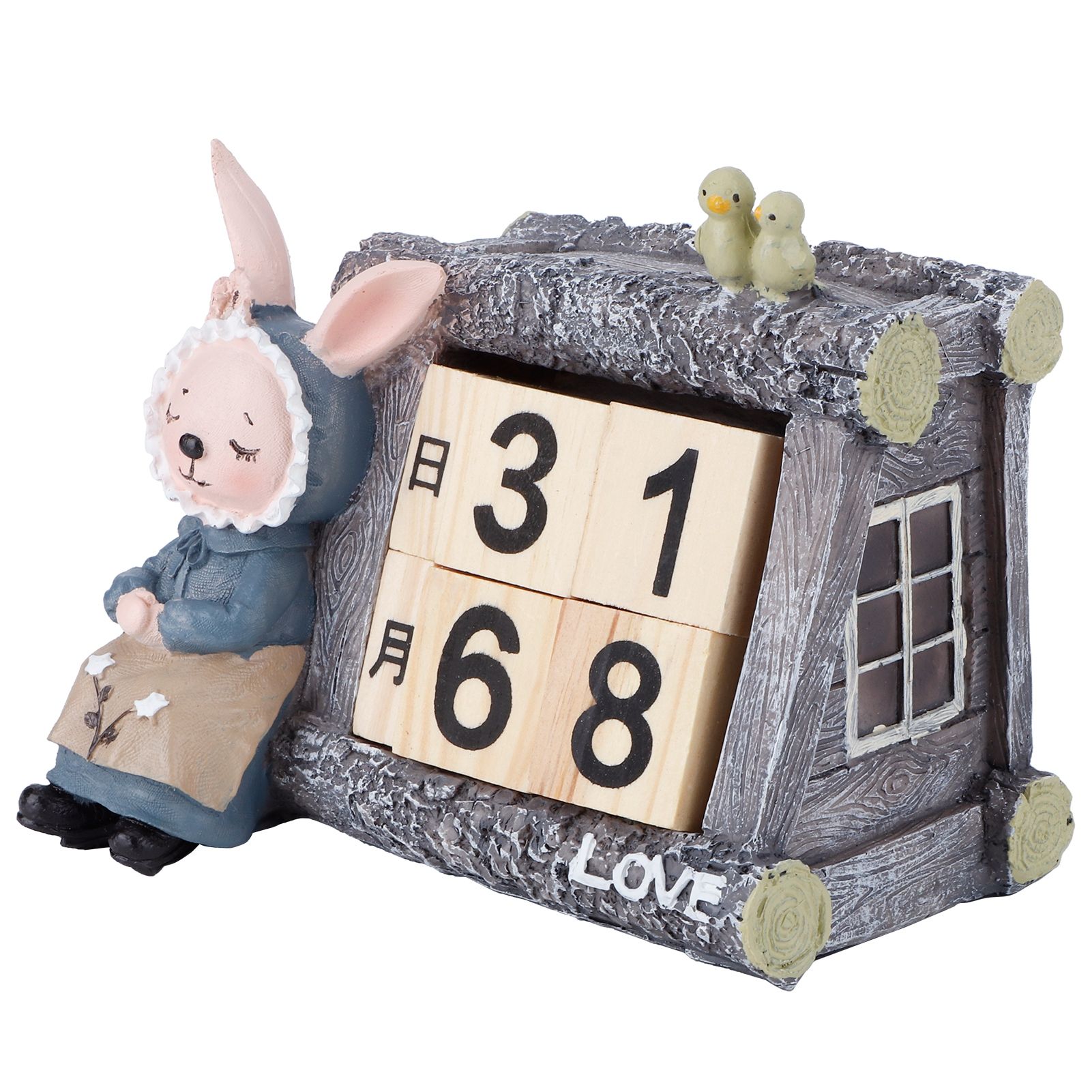 Cartoon Wood House Shaped Calendar Table Calendar for Living Room Crafts view 2