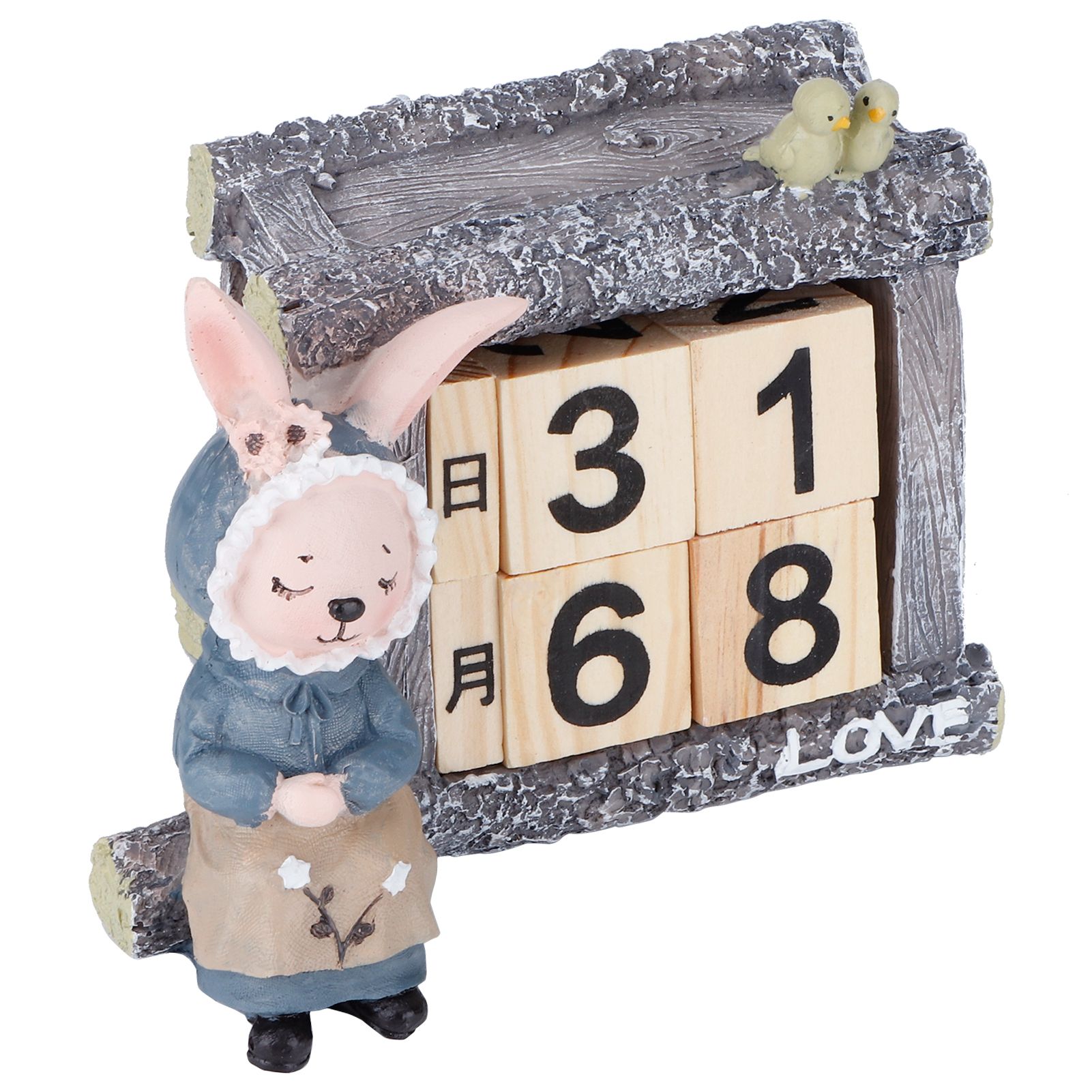 Cartoon Wood House Shaped Calendar Table Calendar for Living Room Crafts view 3