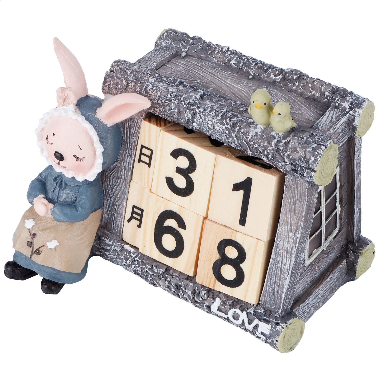 Cartoon Wood House Shaped Calendar Table Calendar for Living Room Crafts view 4
