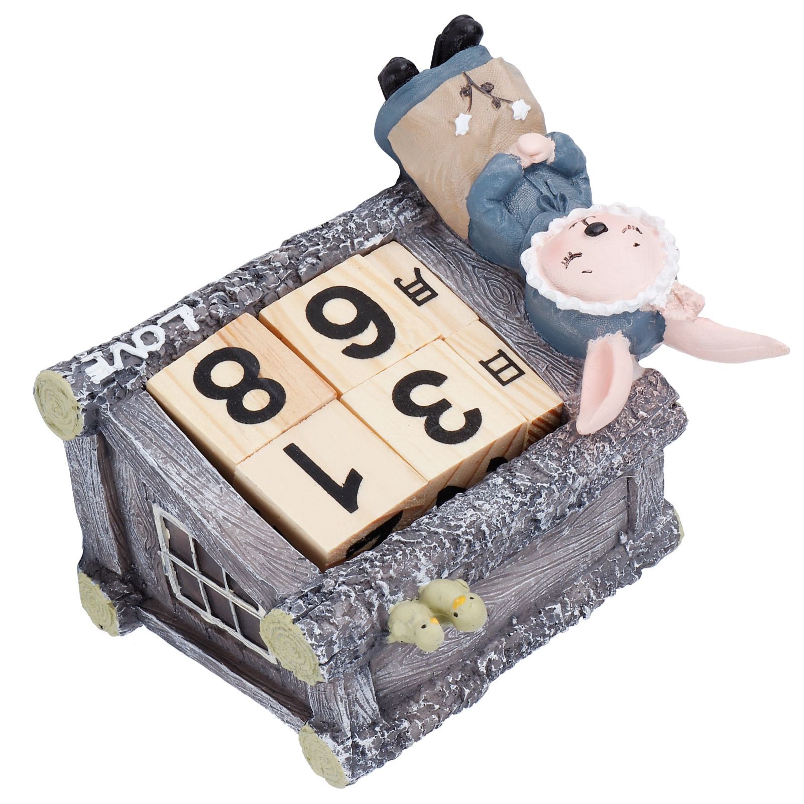 Cartoon Wood House Shaped Calendar Table Calendar for Living Room Crafts view 6