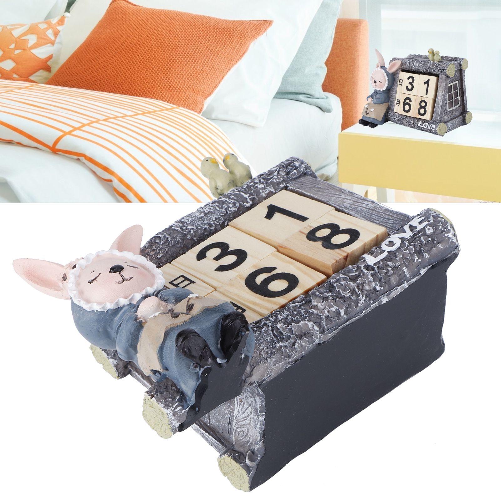 Cartoon Wood House Shaped Calendar Table Calendar for Living Room Crafts view 9