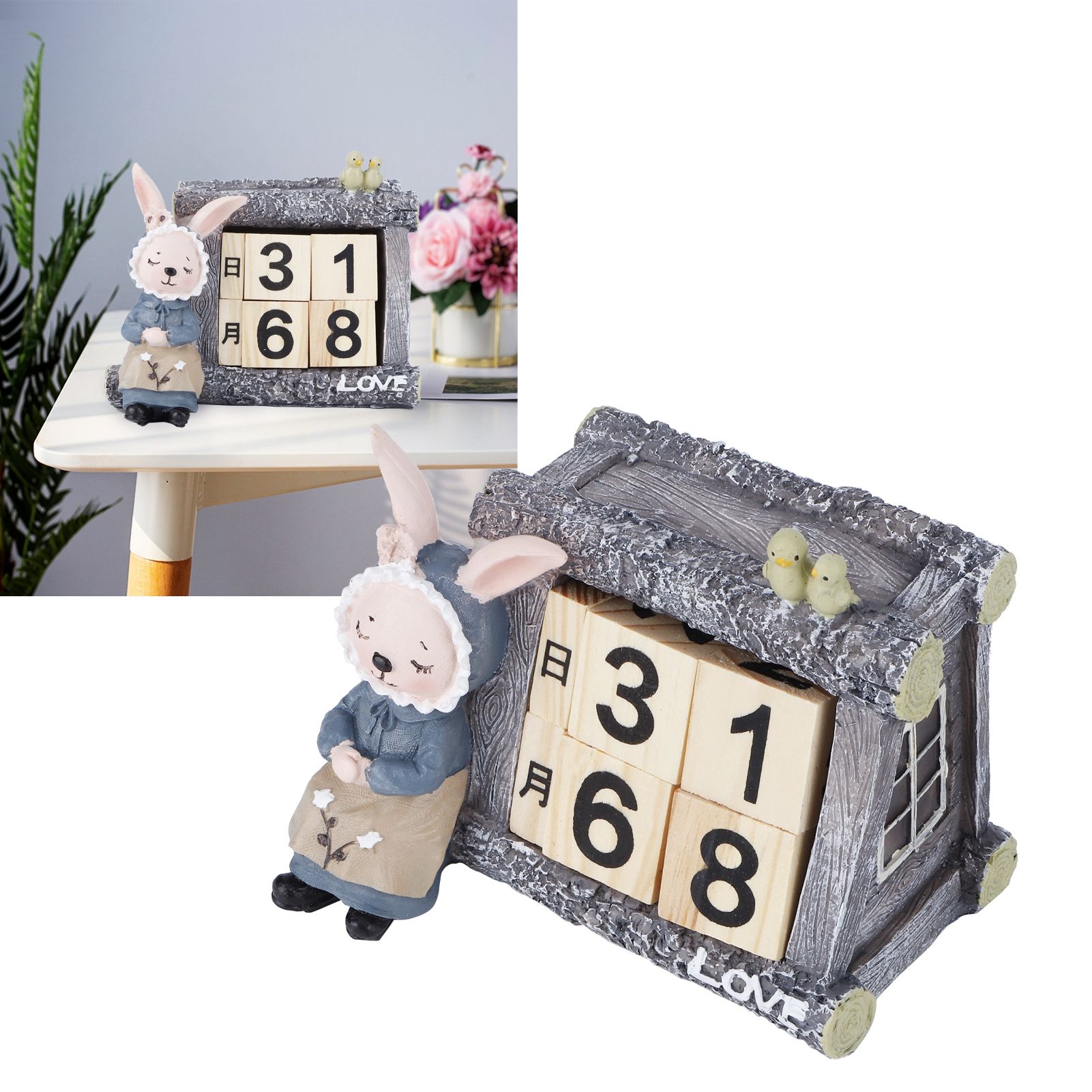 Cartoon Wood House Shaped Calendar Table Calendar for Living Room Crafts view 10