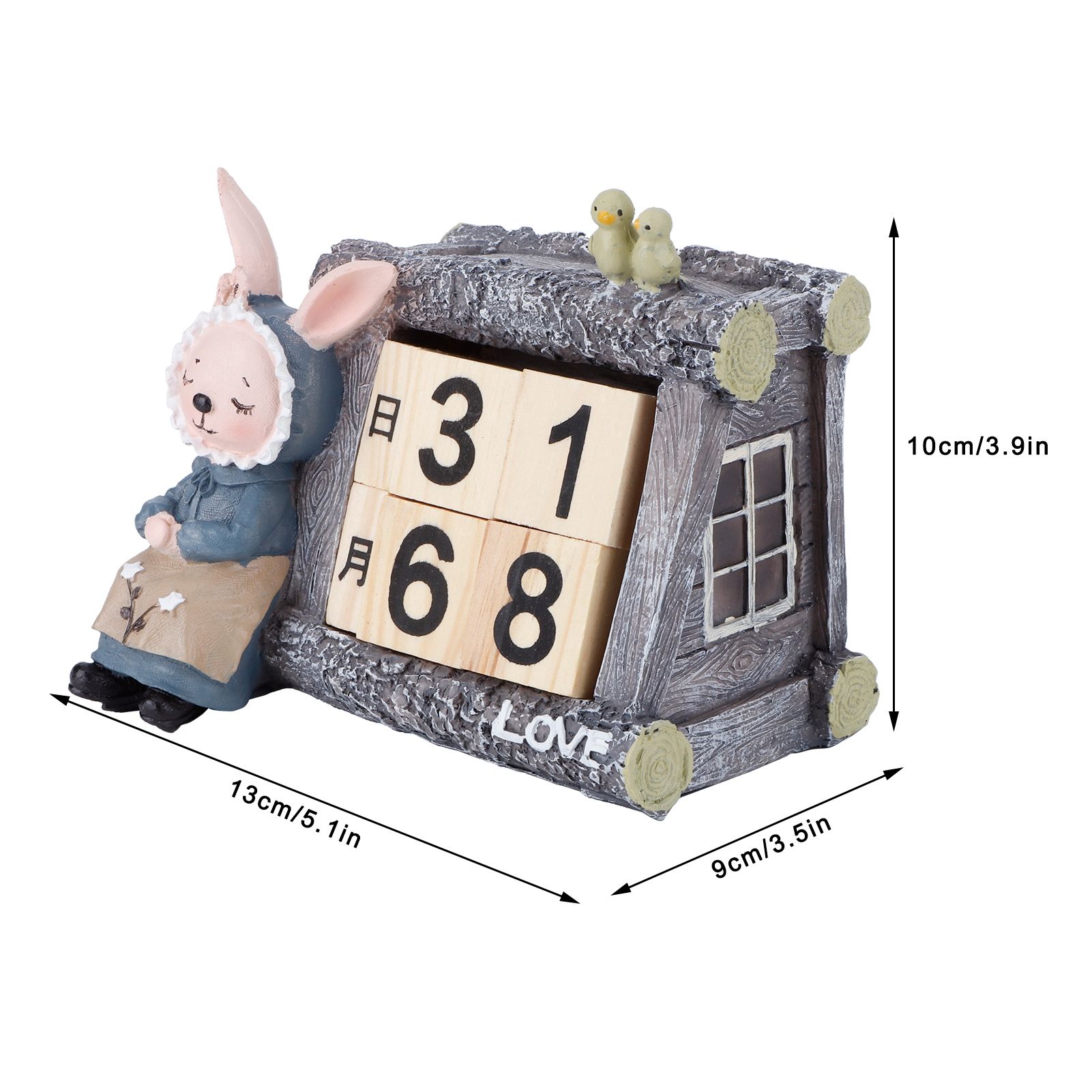Cartoon Wood House Shaped Calendar Table Calendar for Living Room Crafts view 14