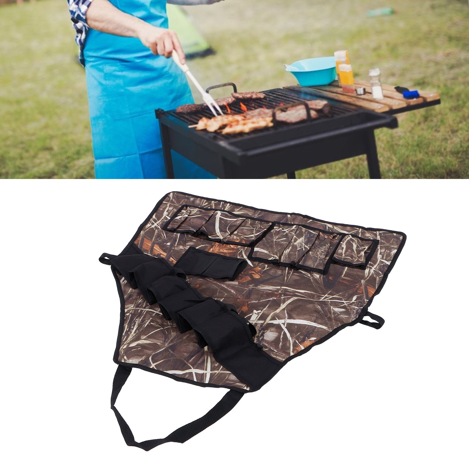 Multi-Pockets Apron 600D Oxford Fabric Camouflage Picnic Barbecue Aprons view 10