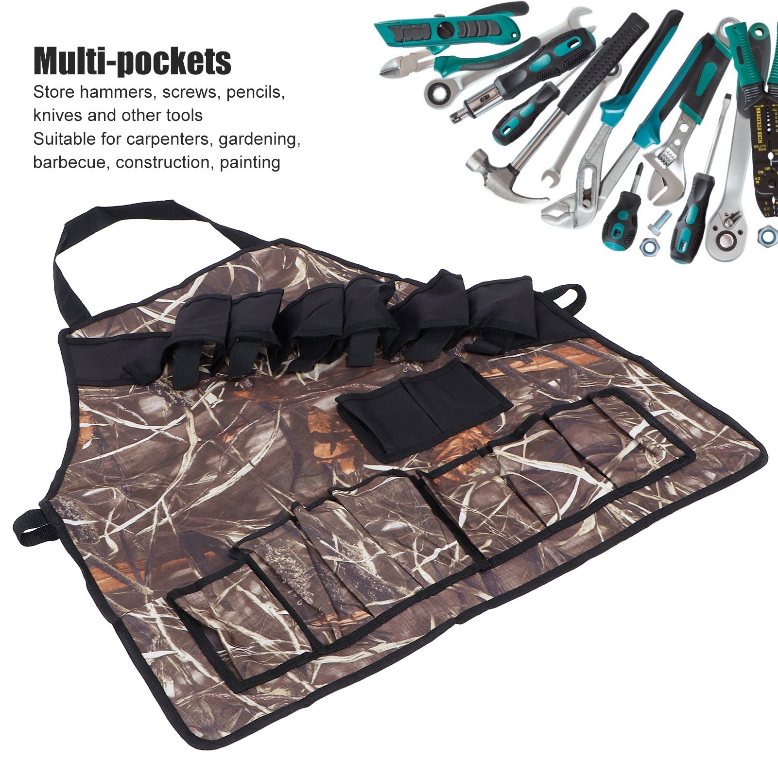 Multi-Pockets Apron 600D Oxford Fabric Camouflage Picnic Barbecue Aprons view 15
