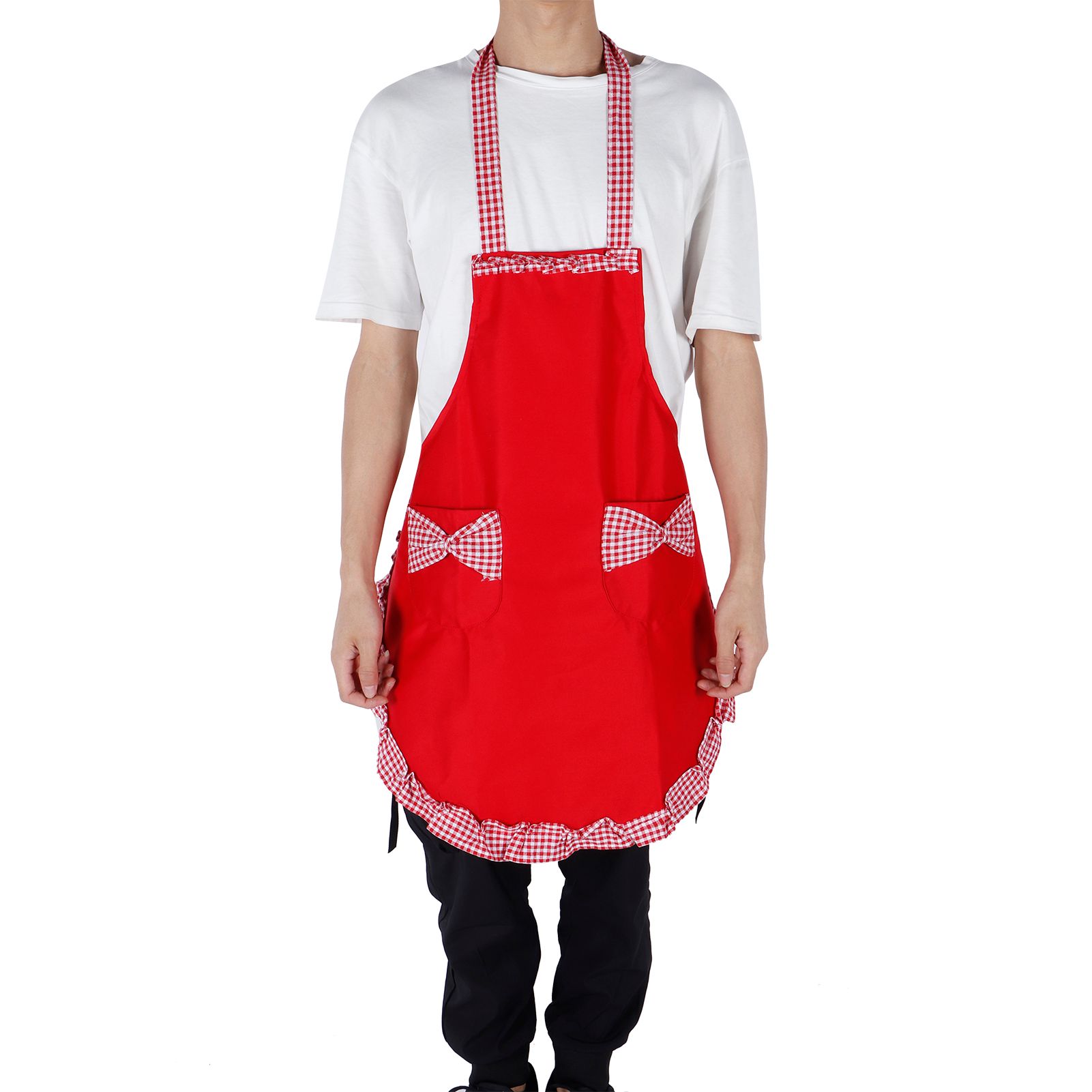 Cute Vintage Women Apron Bowknot Lace Decoration with Pocket for Kitchen view 5
