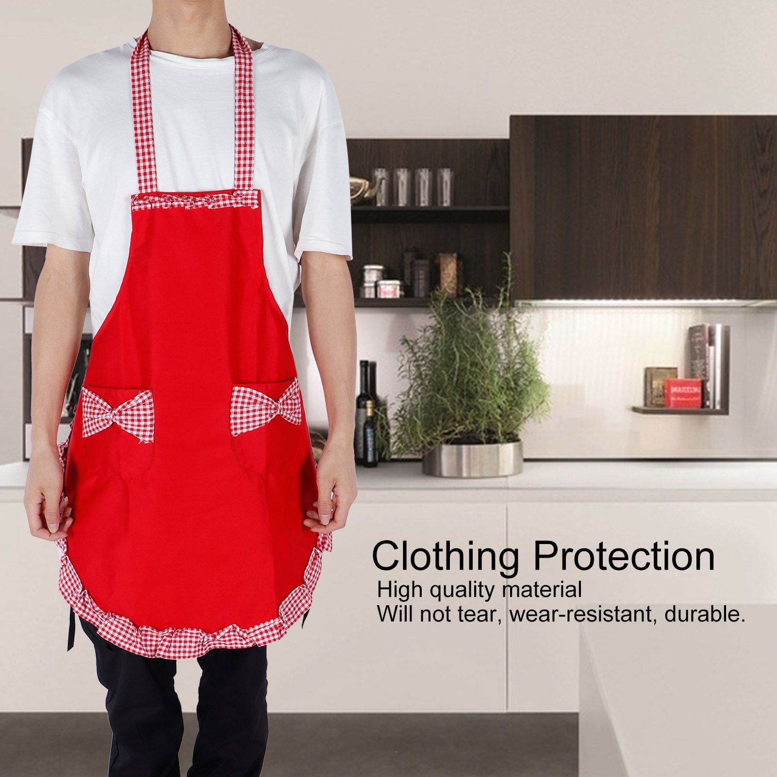 Cute Vintage Women Apron Bowknot Lace Decoration with Pocket for Kitchen view 14