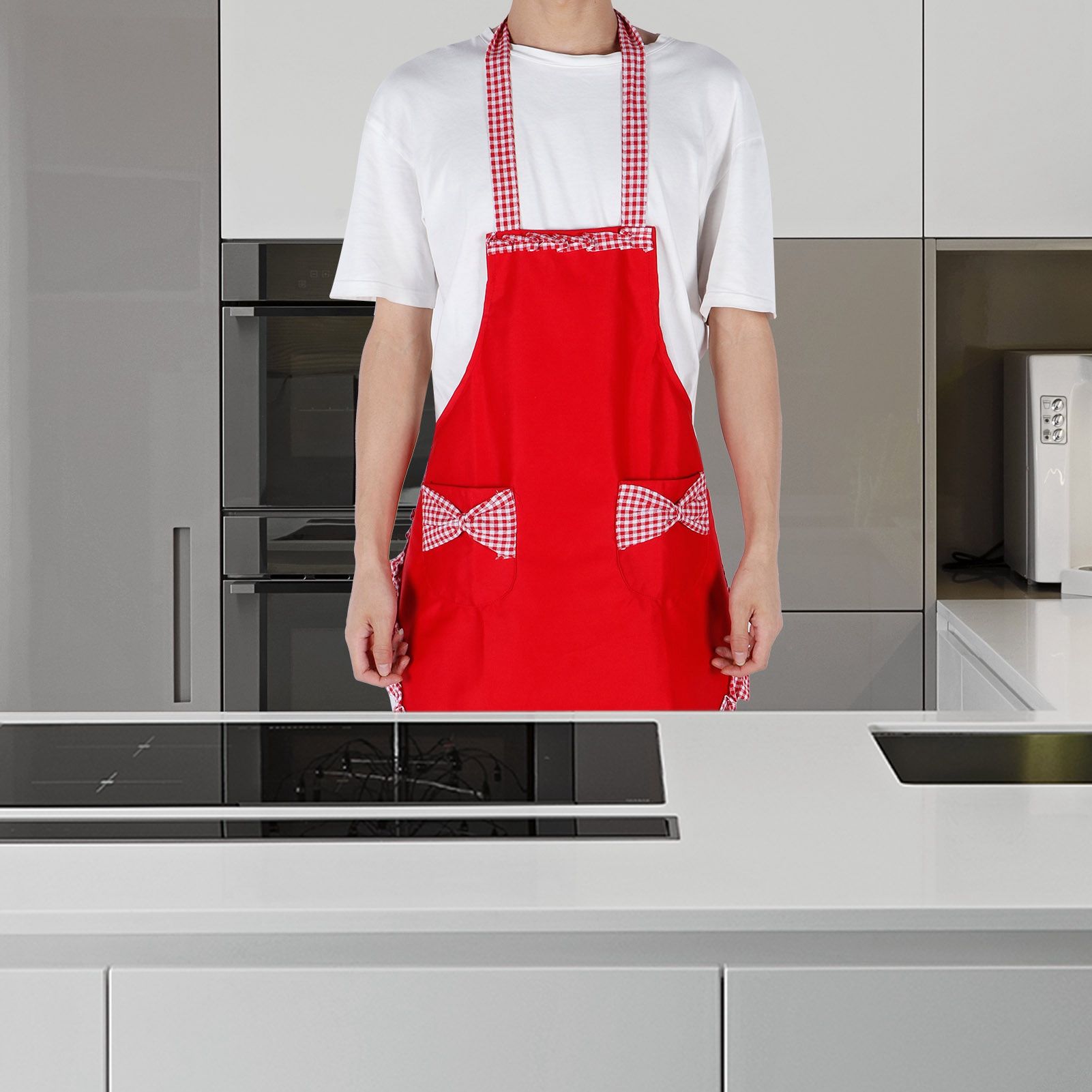 Cute Vintage Women Apron Bowknot Lace Decoration with Pocket for Kitchen view 15
