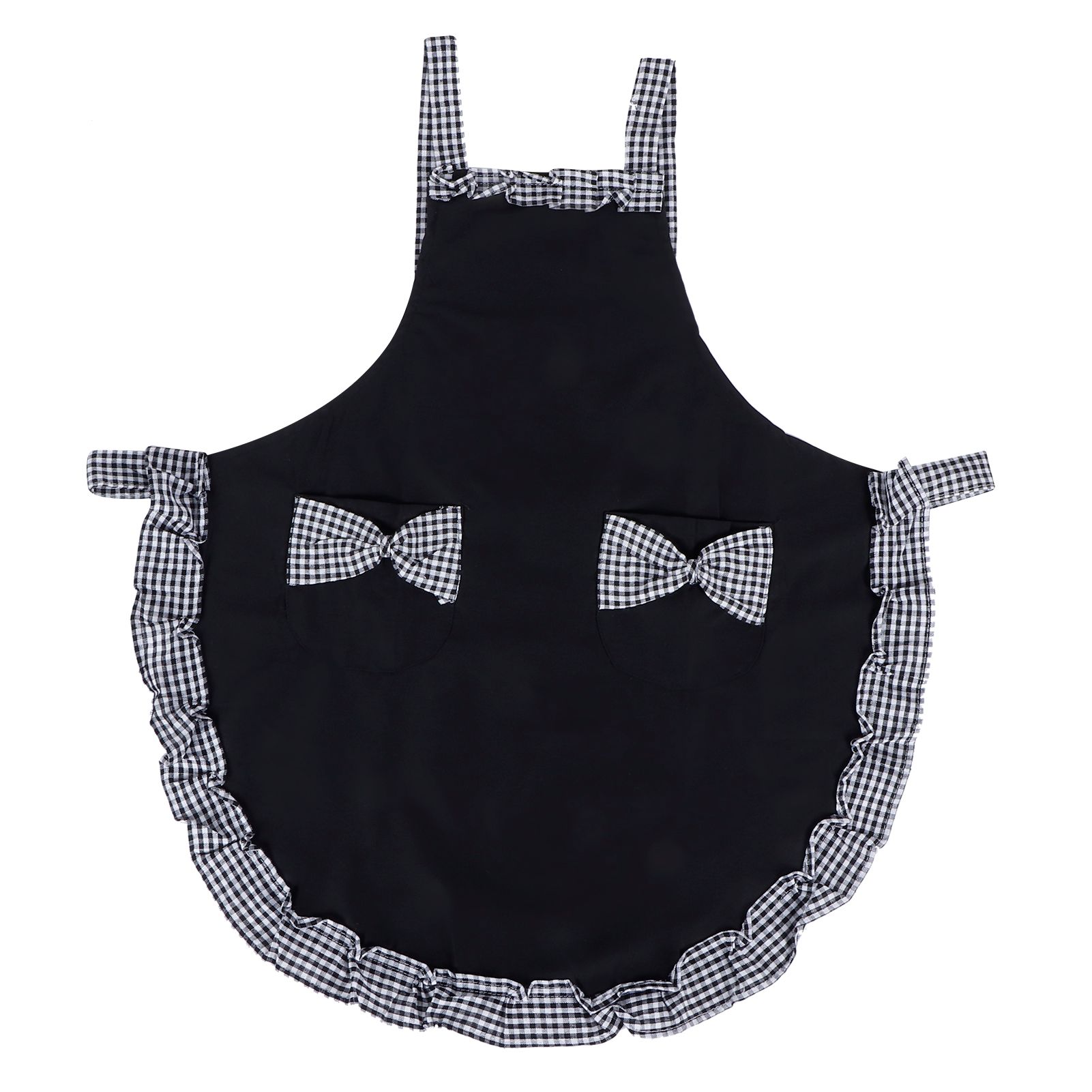 Cute Vintage Women Apron Bowknot Lace Decoration with Pocket for Kitchen