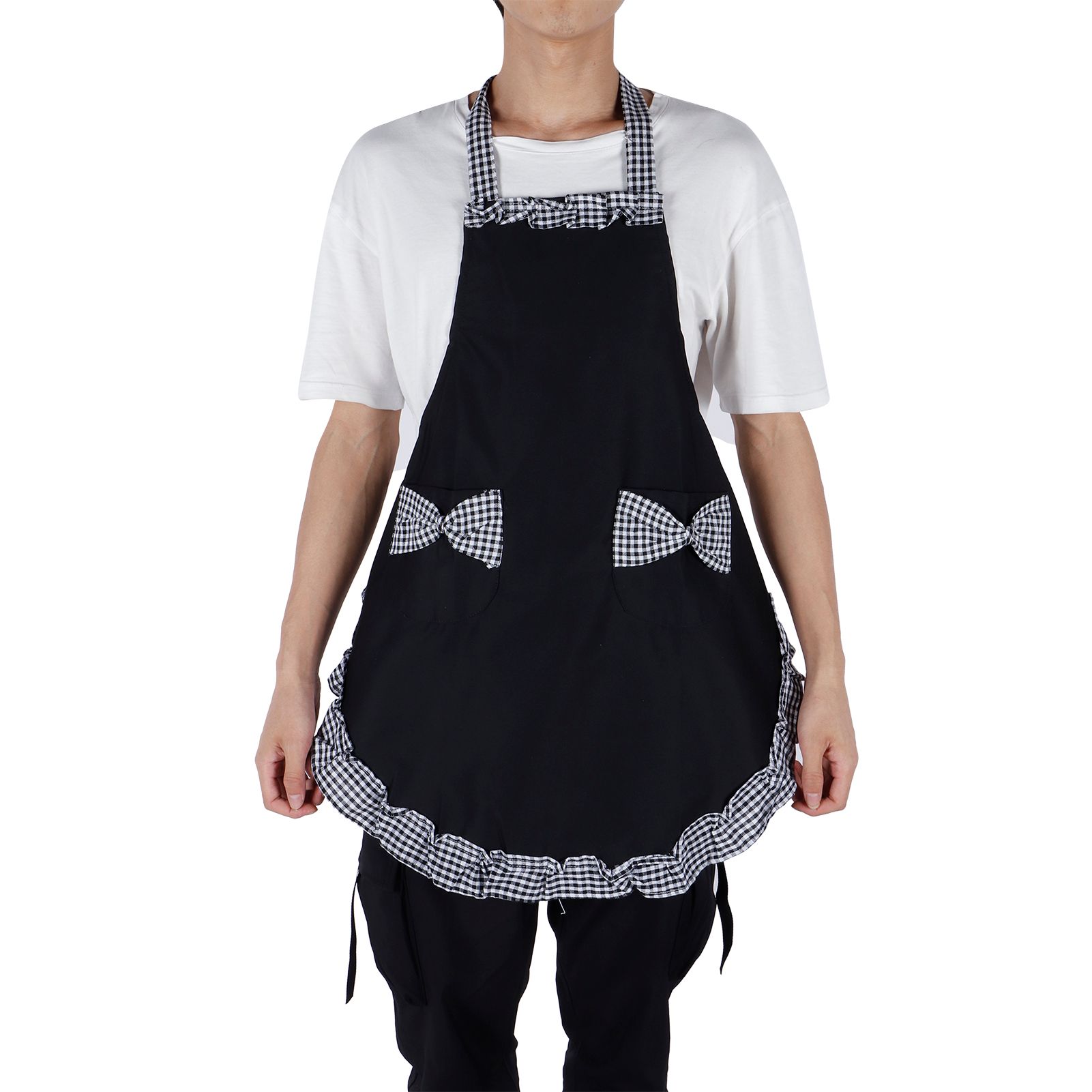 Cute Vintage Women Apron Bowknot Lace Decoration with Pocket for Kitchen view 5