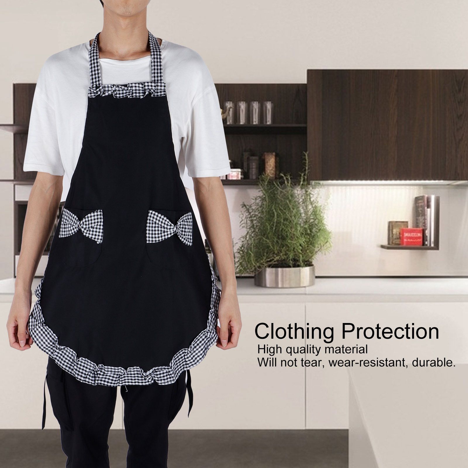Cute Vintage Women Apron Bowknot Lace Decoration with Pocket for Kitchen view 13