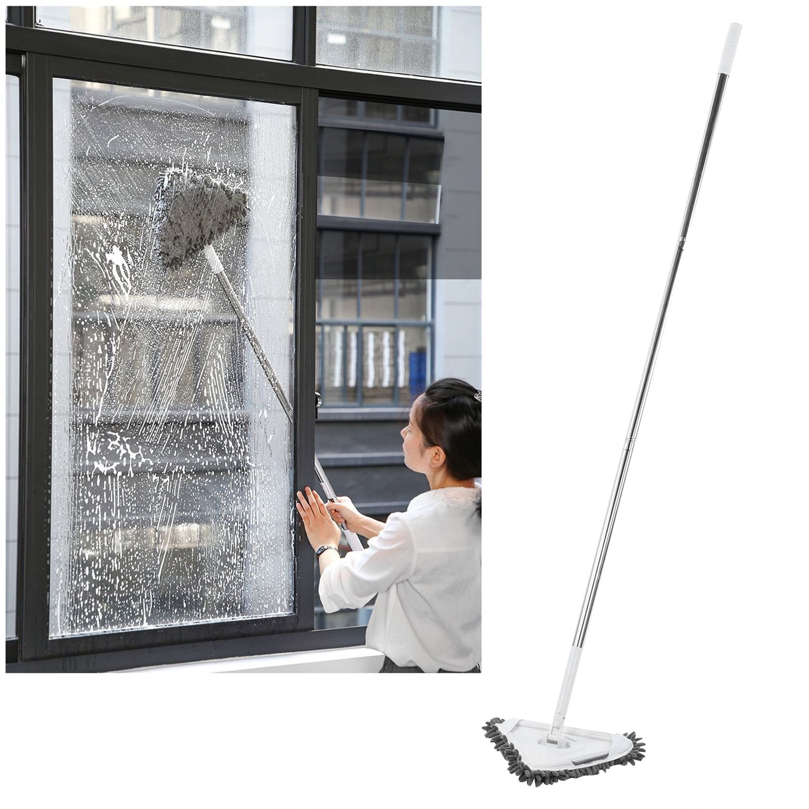 MultiFunctional Window Cleaner Detachable Rod Floor Ceiling Wall Glass Wiper view 10