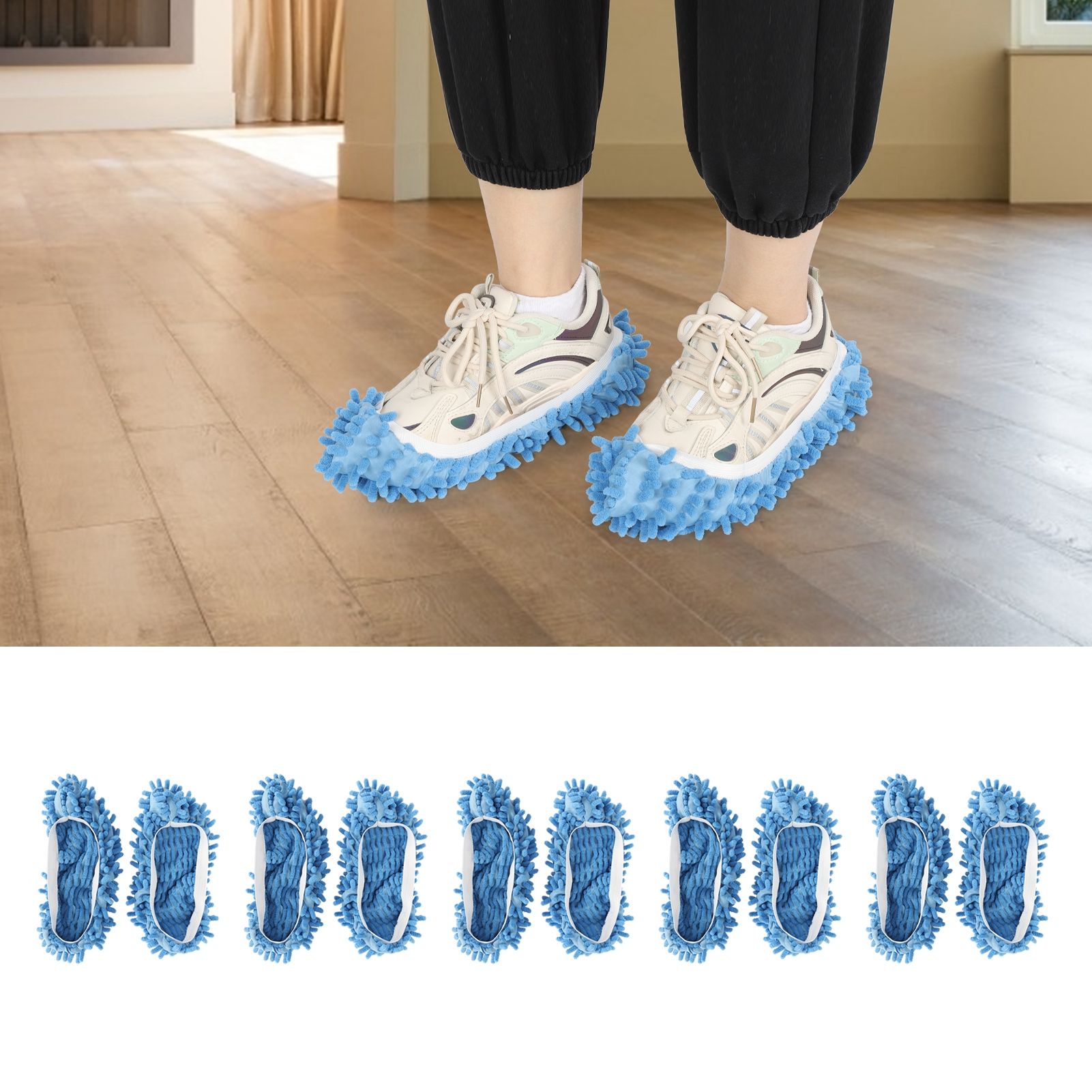 10Pcs Chenille Mop Slippers Multifunction Floor Cleaning Shoes Dust Cleaner view 9