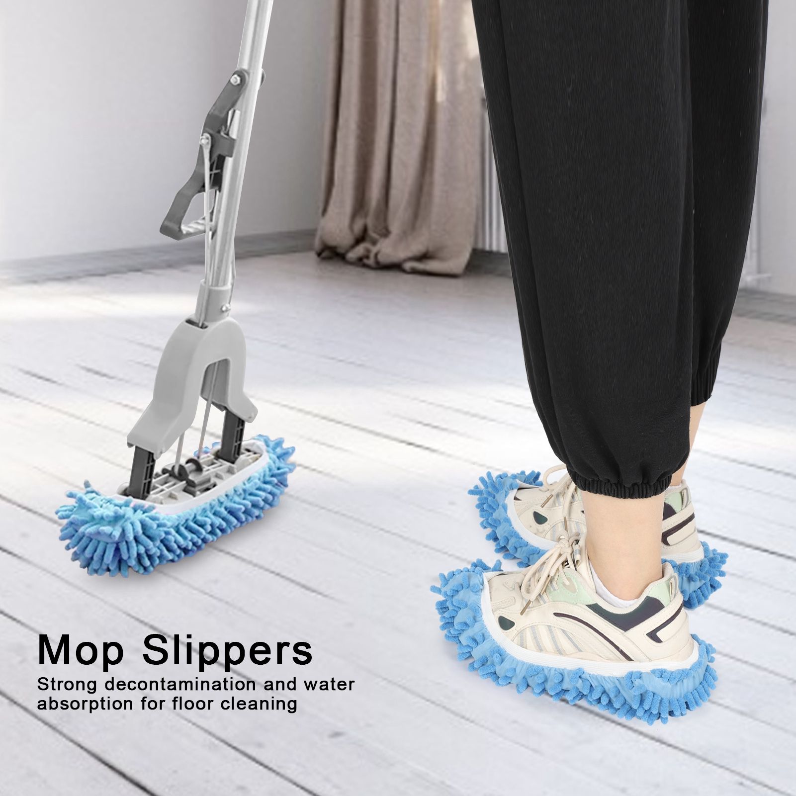 10Pcs Chenille Mop Slippers Multifunction Floor Cleaning Shoes Dust Cleaner view 15