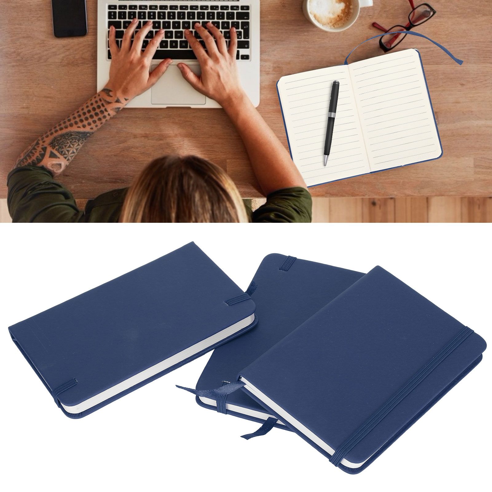 3Pcs PU A6 Business Notepad Hardcover Strap Notebook Diary Stationery Office view 9