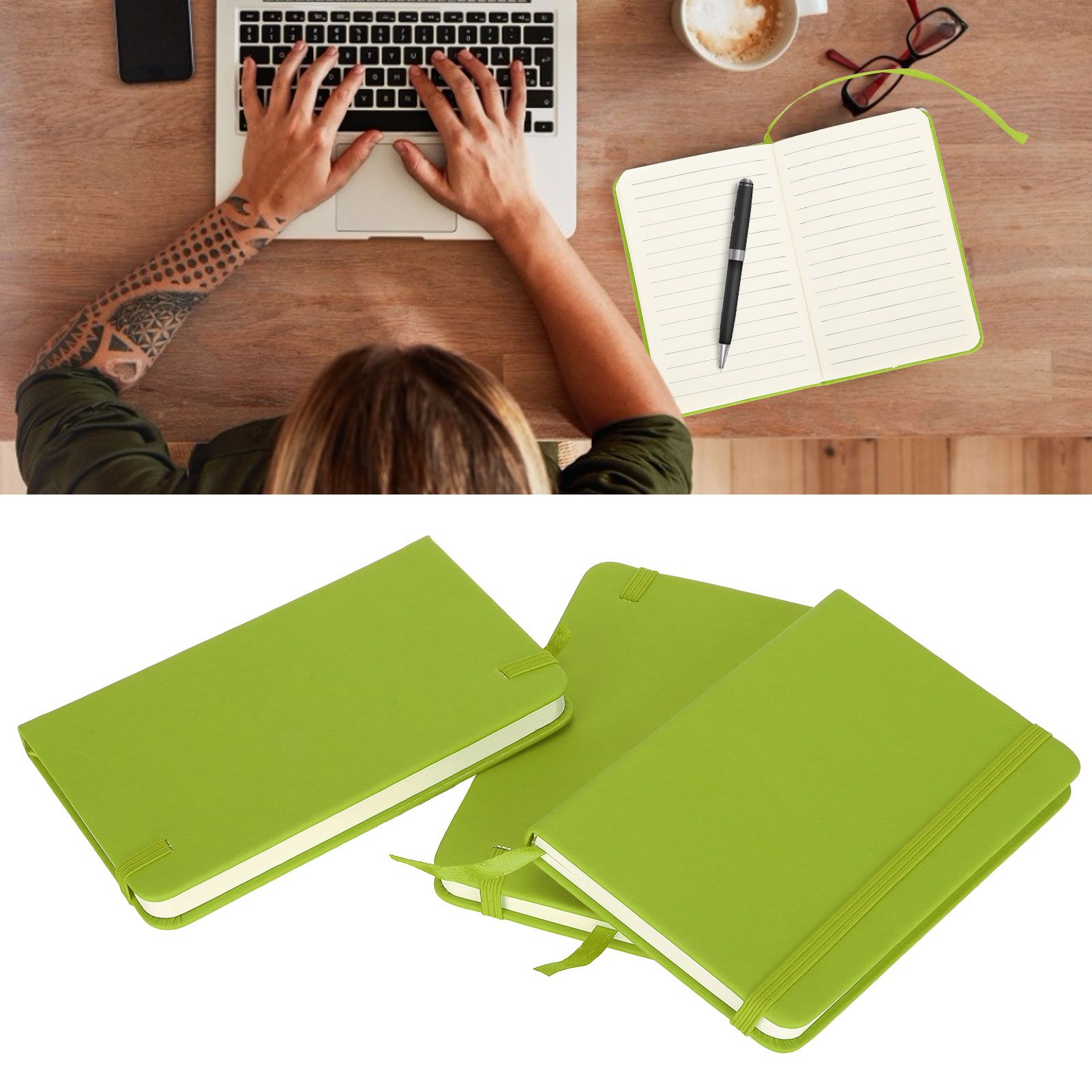 3Pcs PU A6 Business Notepad Hardcover Strap Notebook Diary Stationery Office view 9