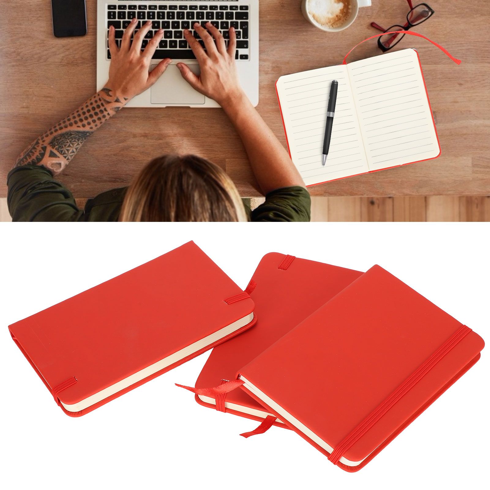 3Pcs PU A6 Business Notepad Hardcover Strap Notebook Diary Stationery Office view 9