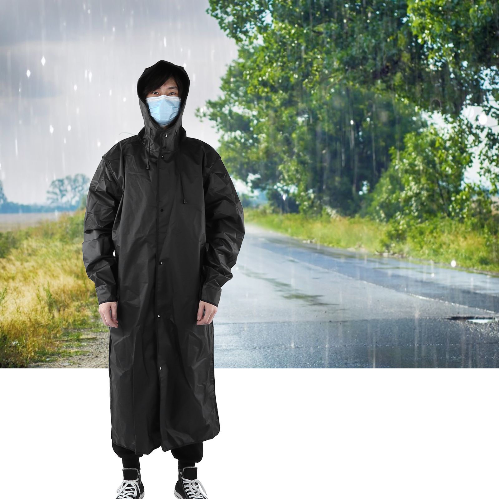 Hooded Raincoat Portable EVA Waterproof Outdoor Rainwear for Camping Hiking view 9