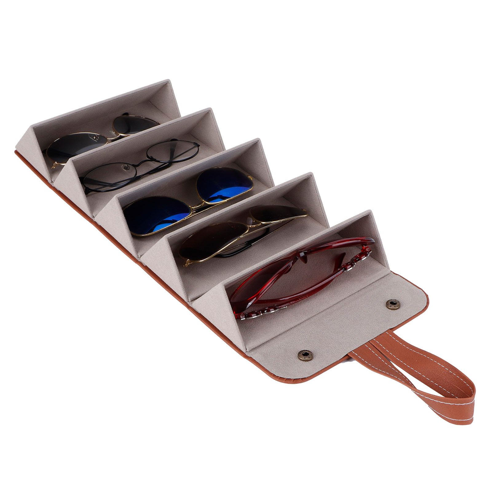 5‑Slot Travel Sunglasses Organizer Eyeglasses Storage Case Box Hanging Glasses view 8