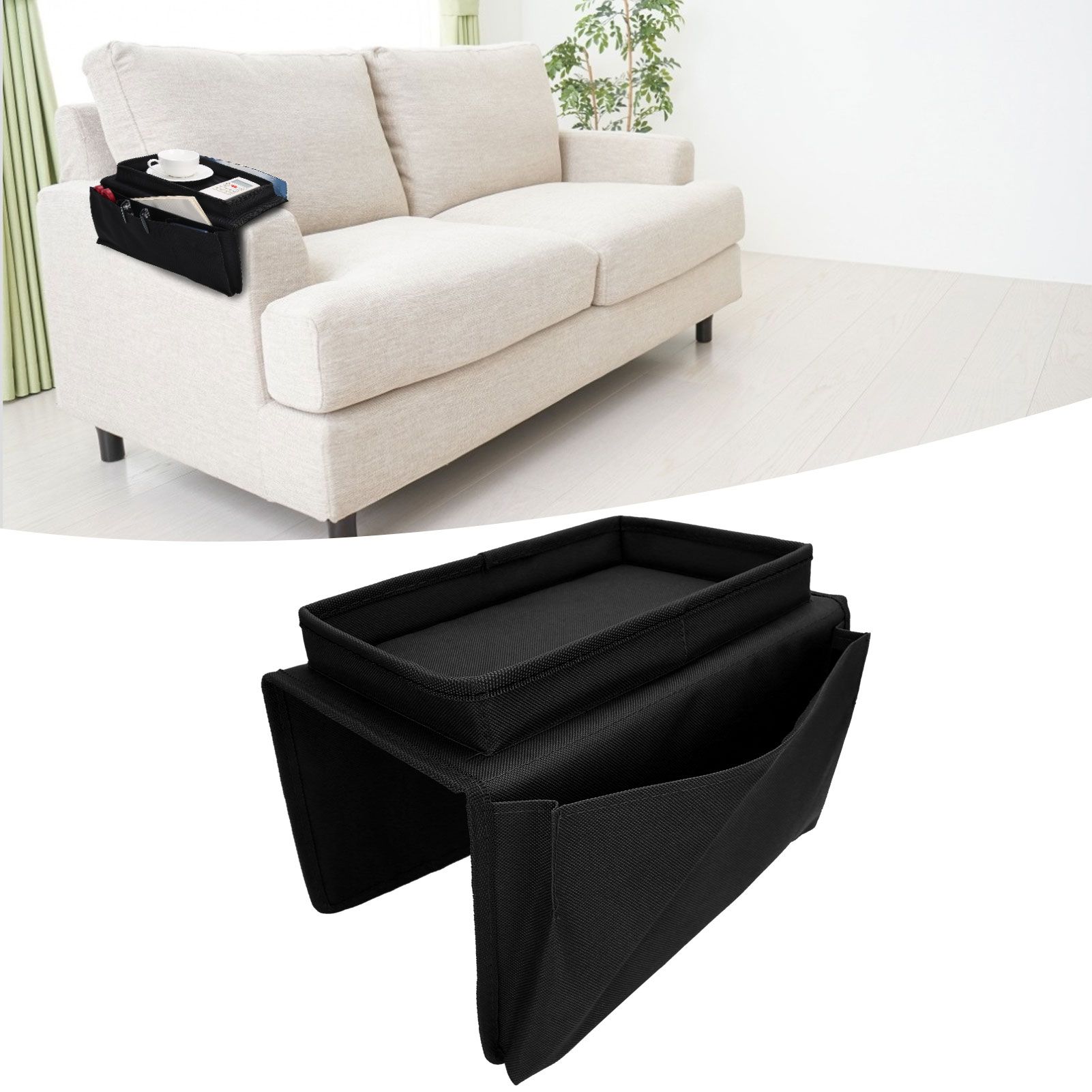 4 Pockets Sofa Armrest TV Remote Control Organizer Armchair Couch Bag with Cup view 9