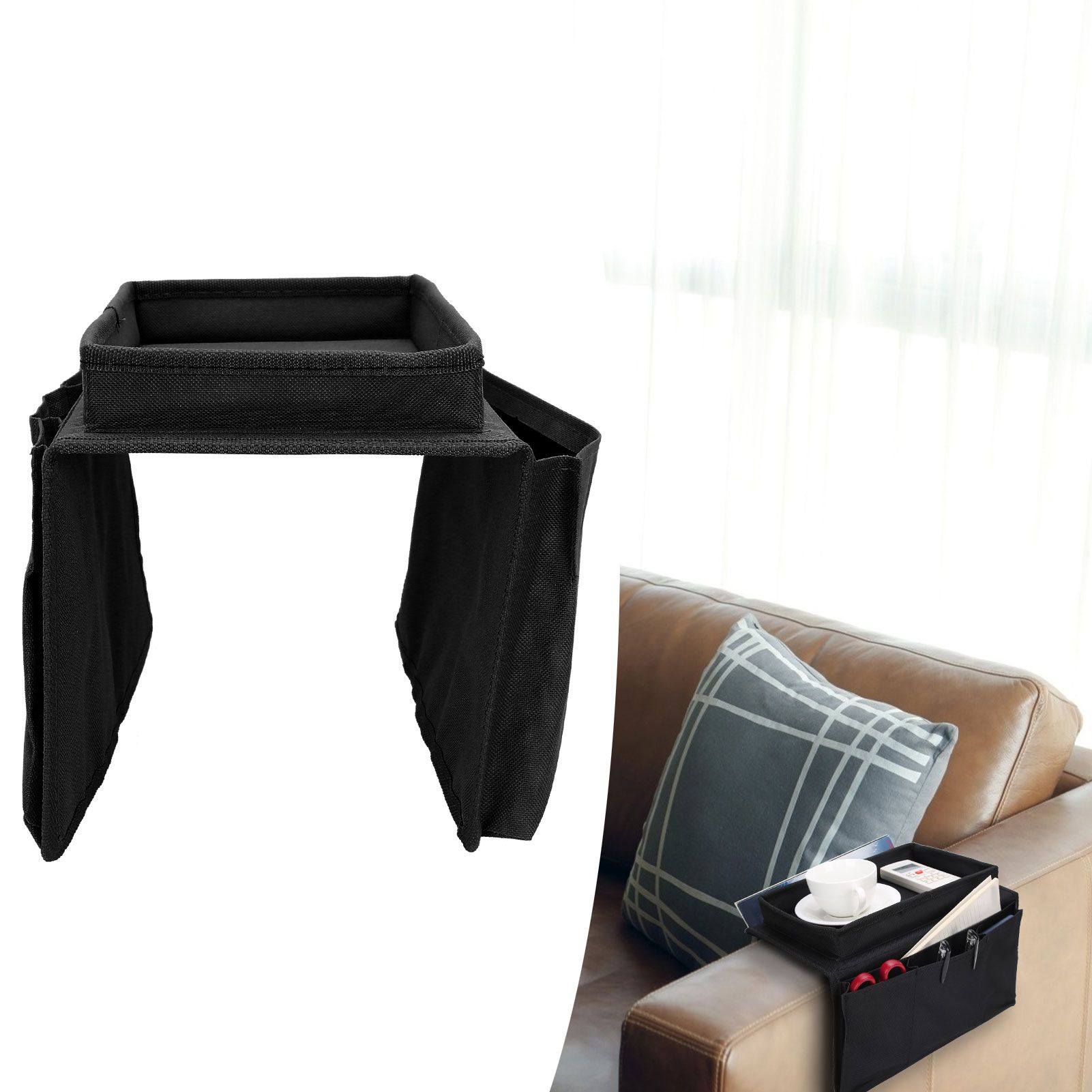 4 Pockets Sofa Armrest TV Remote Control Organizer Armchair Couch Bag with Cup view 10