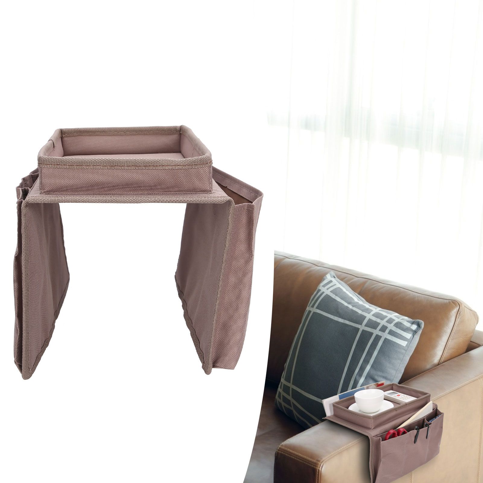 4 Pockets Sofa Armrest TV Remote Control Organizer Armchair Couch Bag with Cup view 10