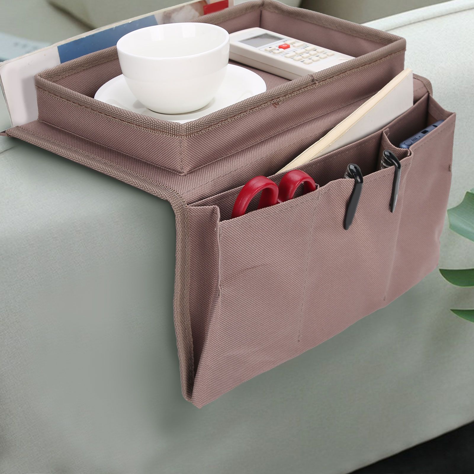 4 Pockets Sofa Armrest TV Remote Control Organizer Armchair Couch Bag with Cup view 13