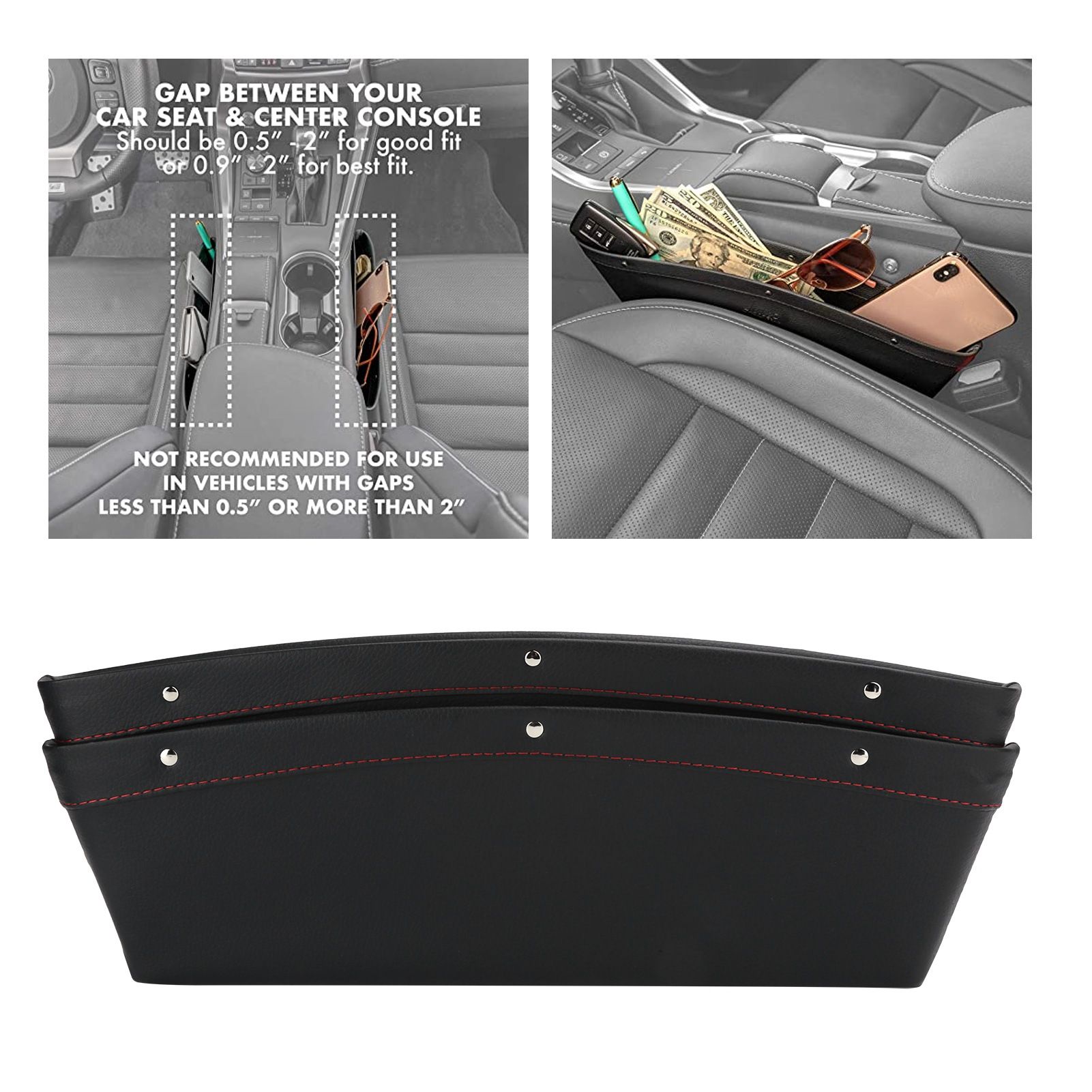 2Pcs Car Seat Slit Organizer Storage Pockets Bag Side Holder for Phone Money view 15