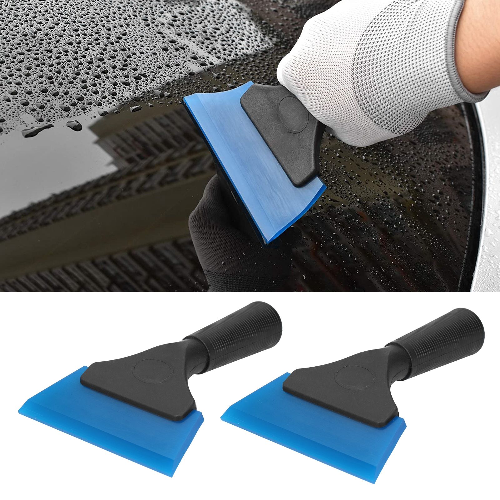 2pcs Car Window Scraper Water Ice Squeegee Snow Shovel NonSlip Handle Glass view 10
