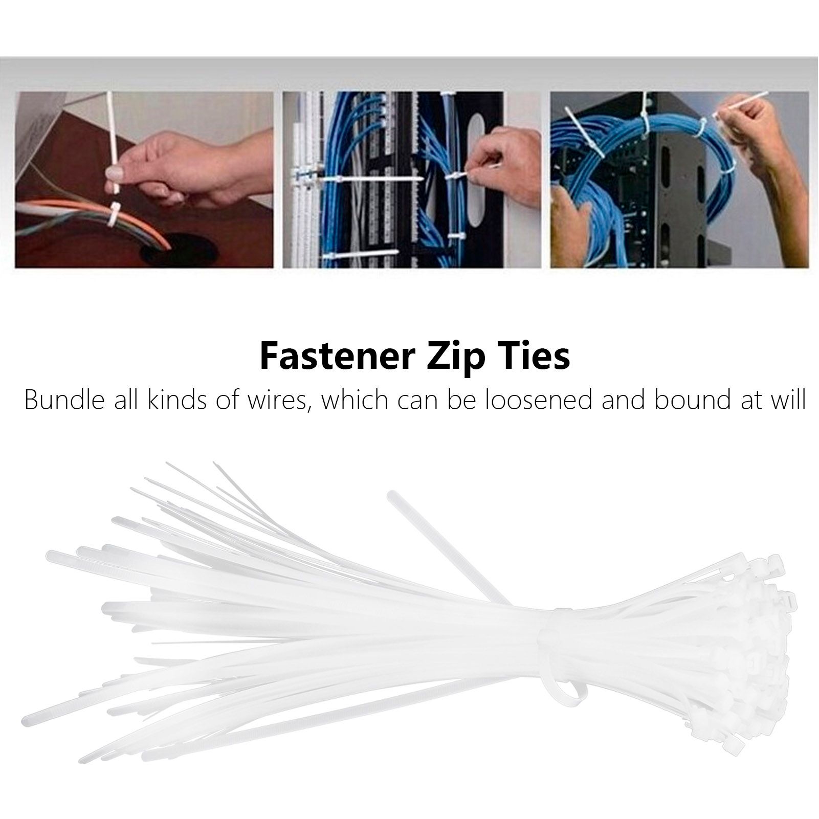 100Pcs Cable Ties Multiple Use Fastener Thick Thin Nylon Zip Wraps Supplies 8 view 15