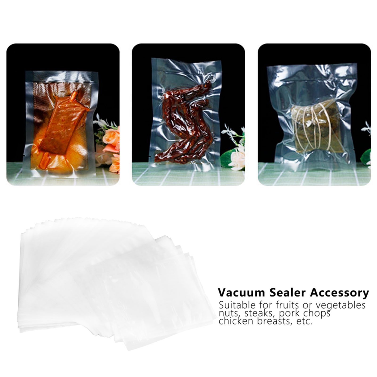 100Pcs Vacuum Sealer Storage Bags Universal Leakproof Food Saving Bag Kitchen view 15