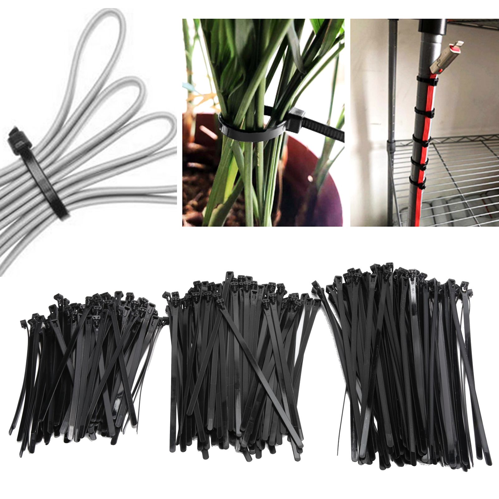 300PCS Cable Ties Multi Size Long Zip Ties for Home Office Garden Fastener view 9