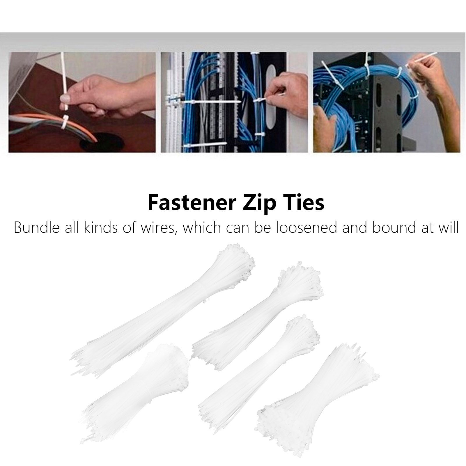 5Packs Cable Ties Zip Wraps Set Disposable Nylon Wire Cord Strap Fastener view 15