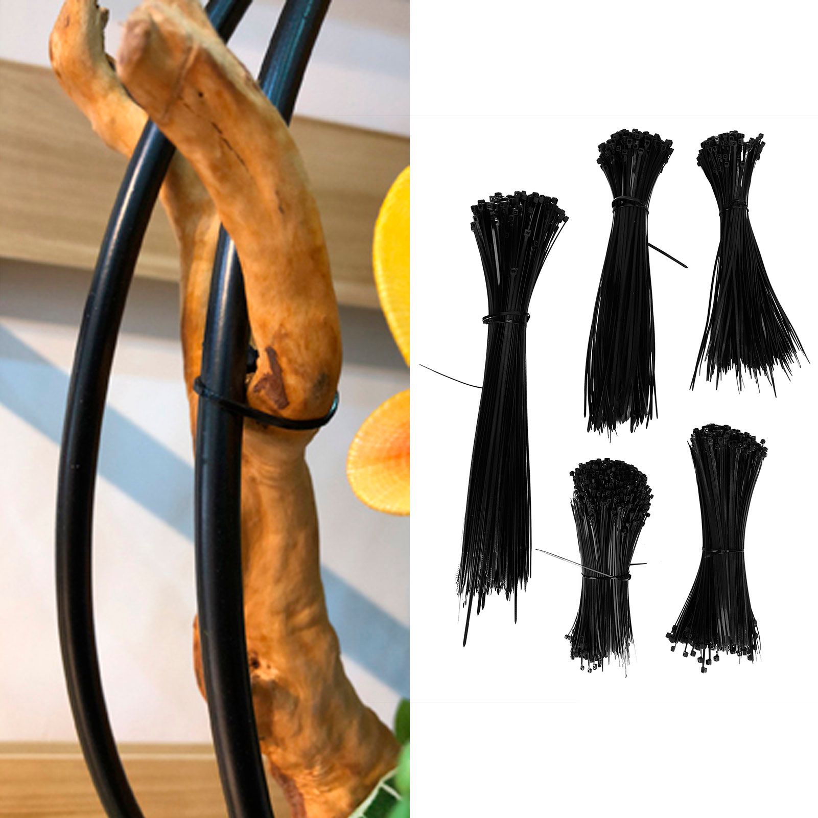 5Packs Cable Ties Zip Wraps Set Disposable Nylon Wire Cord Strap Fastener view 9
