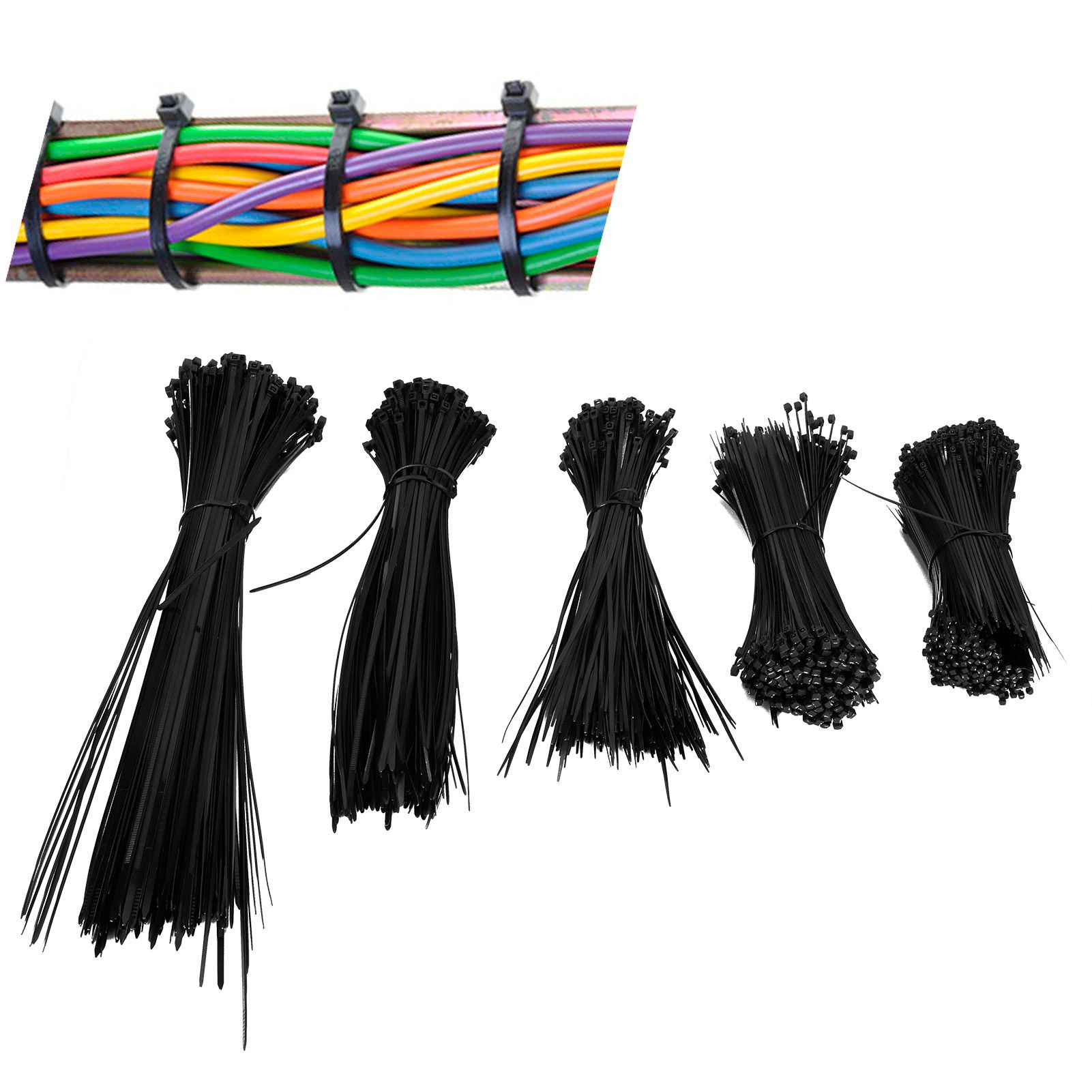 5Packs Cable Ties Zip Wraps Set Disposable Nylon Wire Cord Strap Fastener view 10