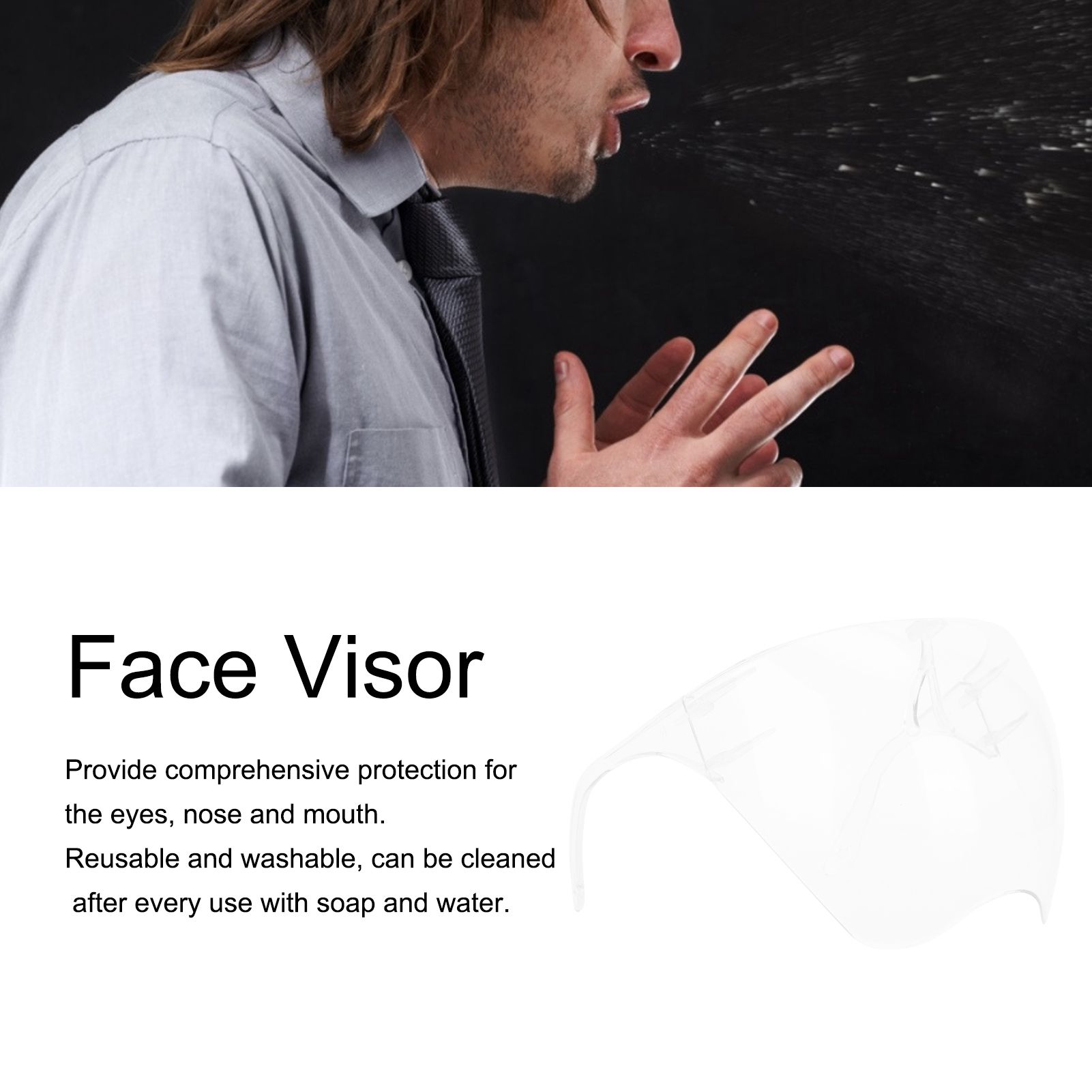 Anti-Fog Transparent Face Shield Full Face Covering Protective Visor for view 15