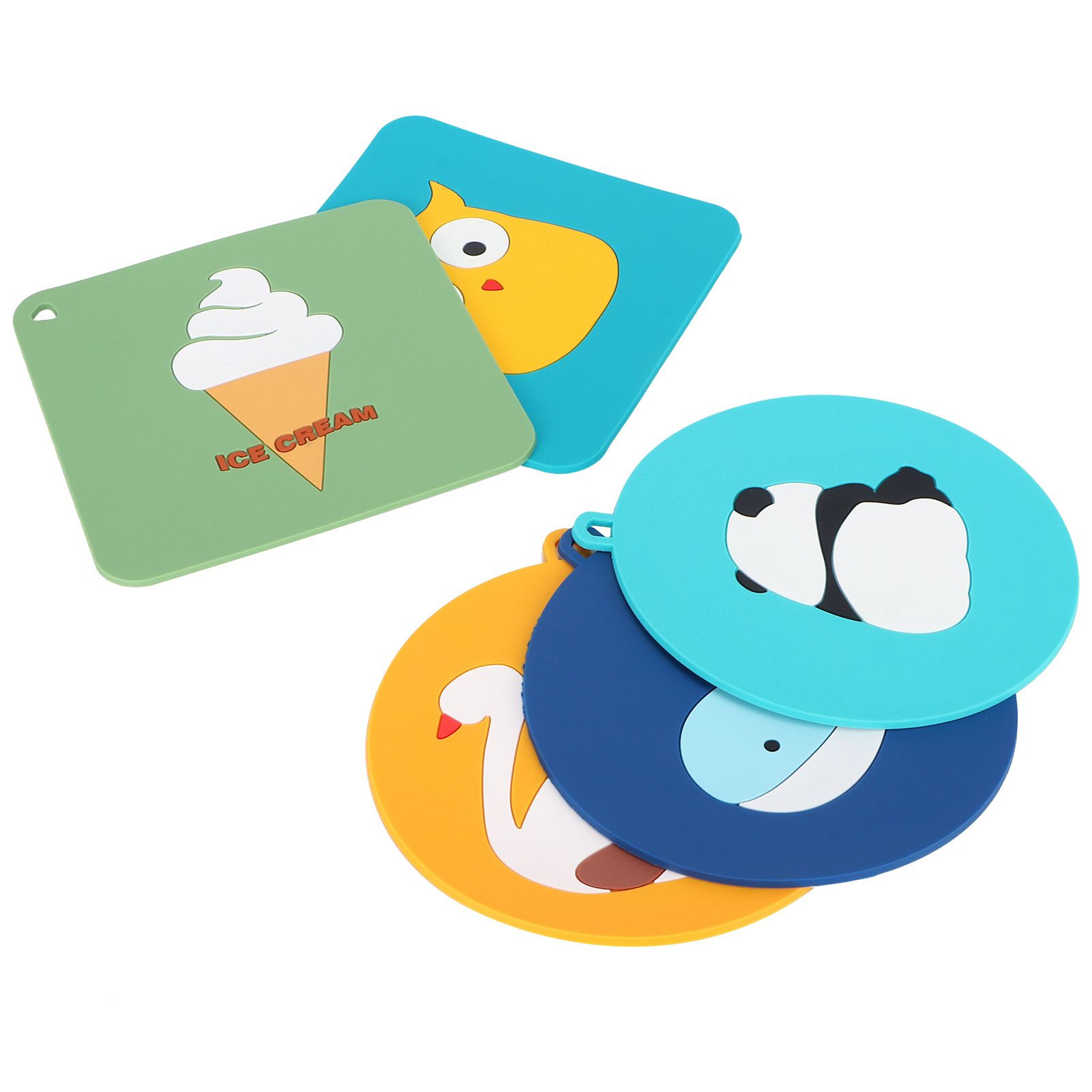 5PCS Silicone Placemat Cute Cartoon Animals Coaster Heat Resistant Table Mats view 4