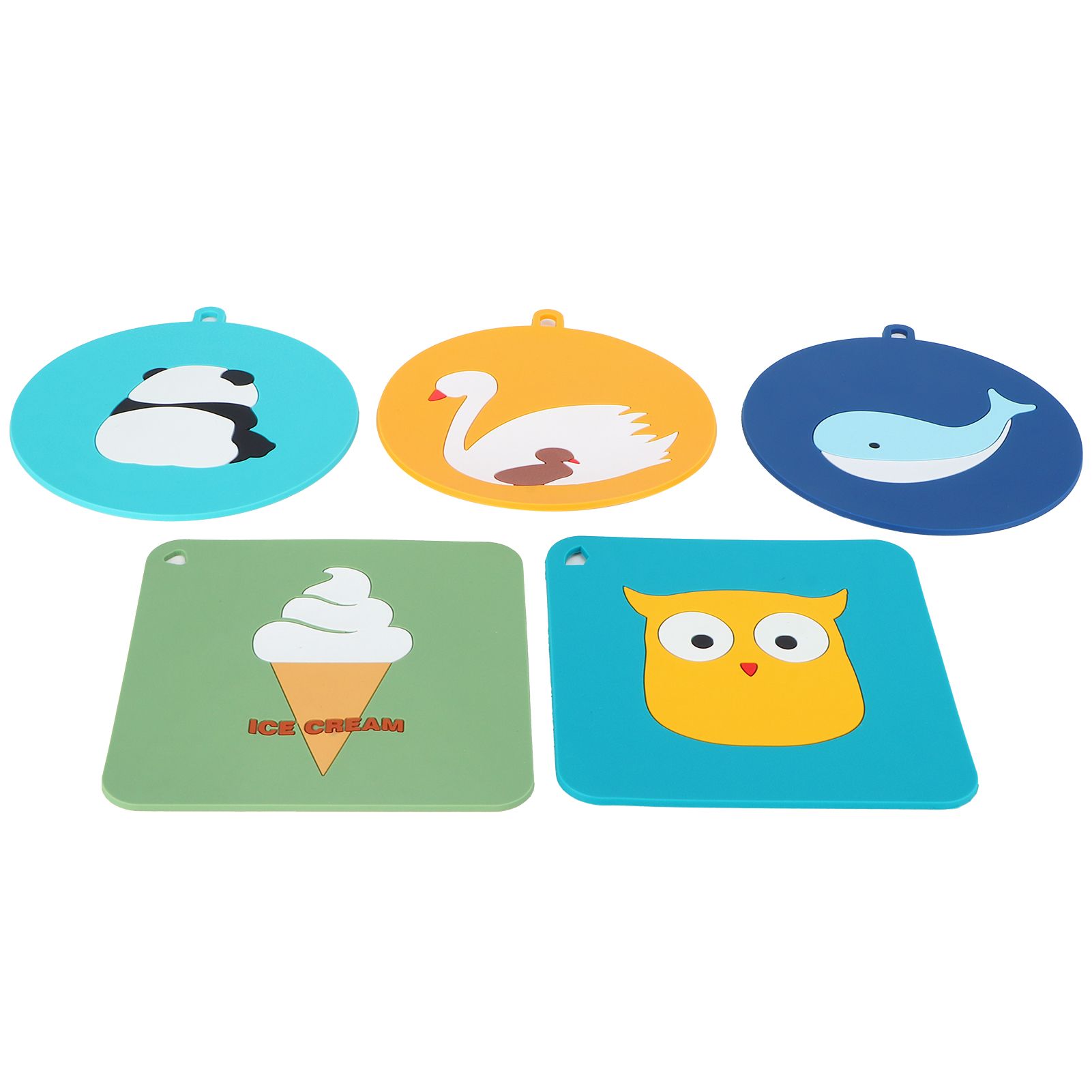 5PCS Silicone Placemat Cute Cartoon Animals Coaster Heat Resistant Table Mats view 5