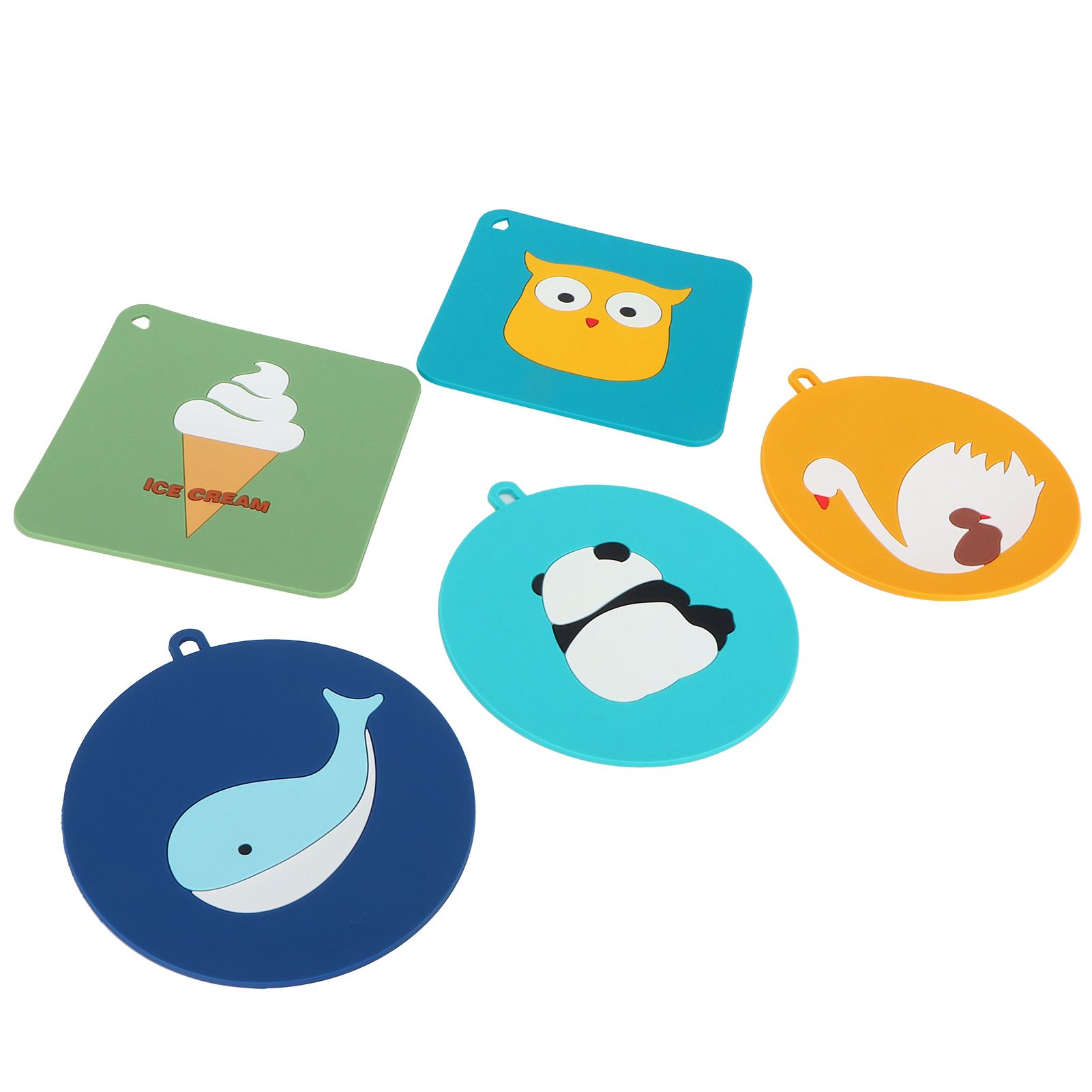 5PCS Silicone Placemat Cute Cartoon Animals Coaster Heat Resistant Table Mats view 6