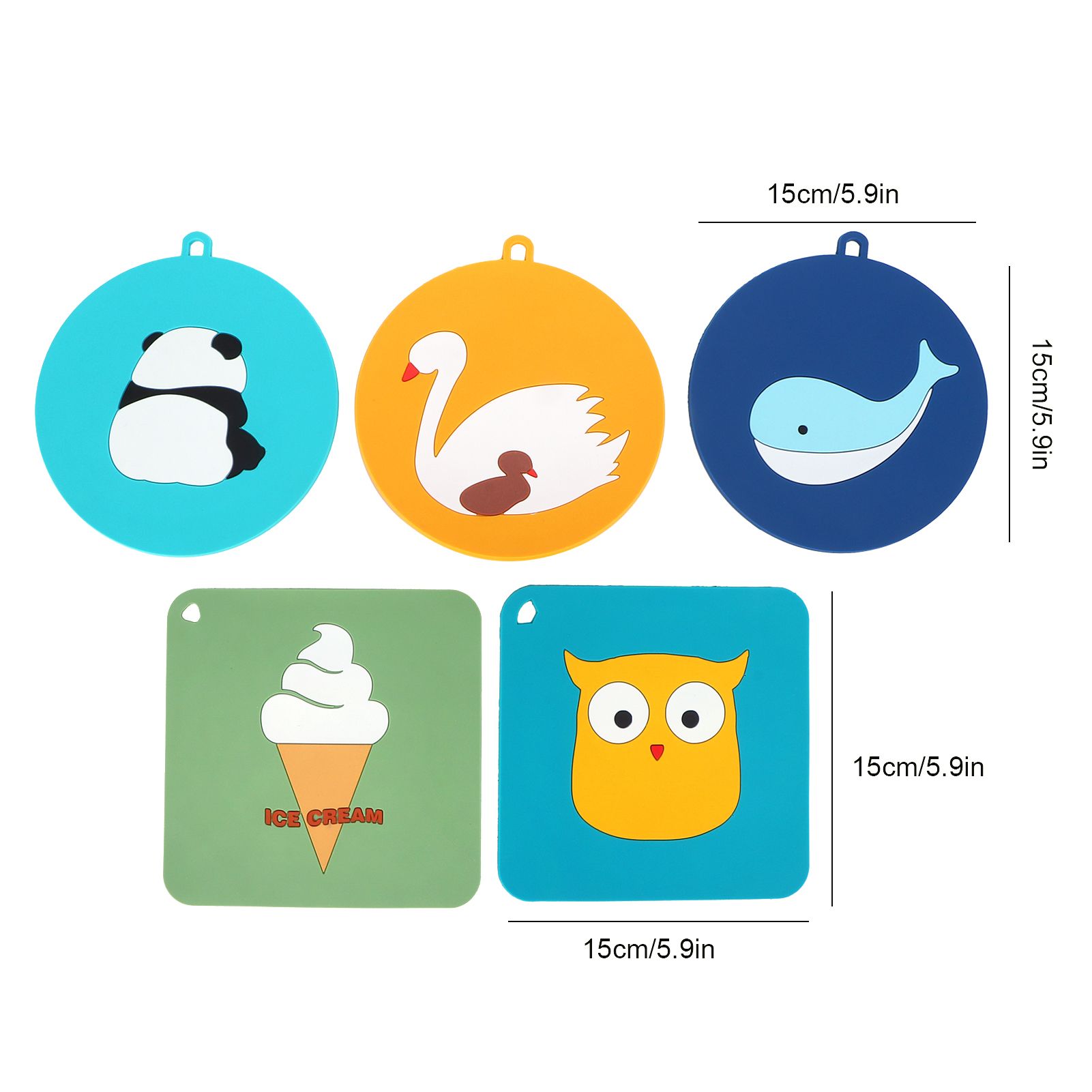5PCS Silicone Placemat Cute Cartoon Animals Coaster Heat Resistant Table Mats view 13