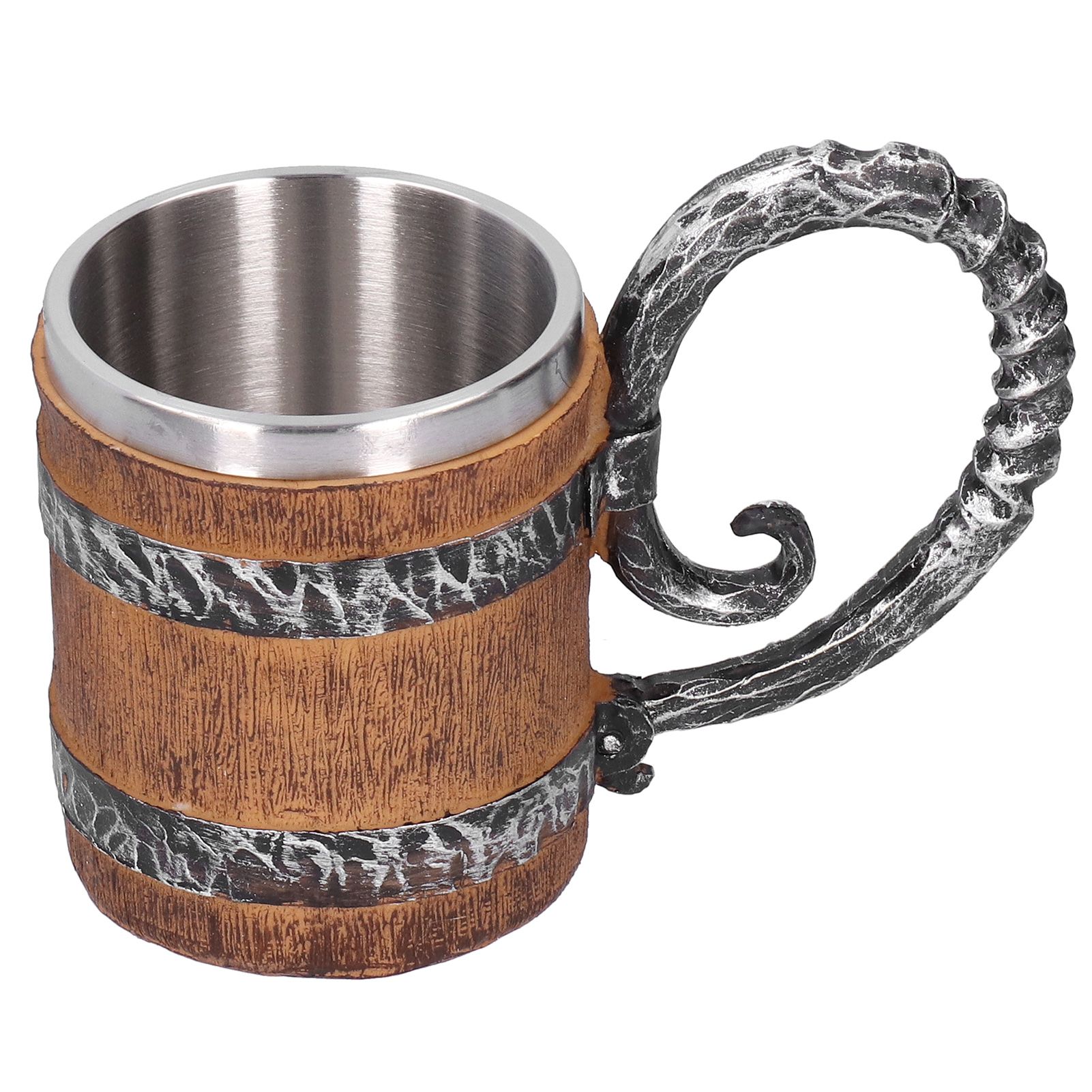 Resin Drinking Mug Oak Barrel Personalized Viking Vintage Stainless Steel view 3
